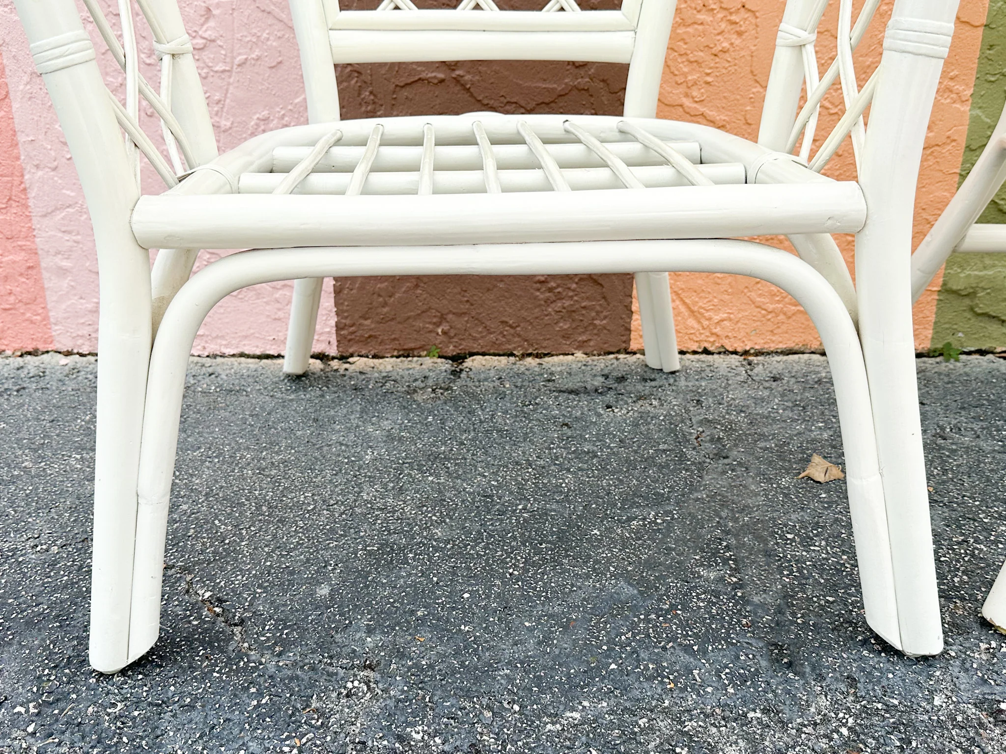 Pair of Rattan Lattice Love Chairs - Image 9