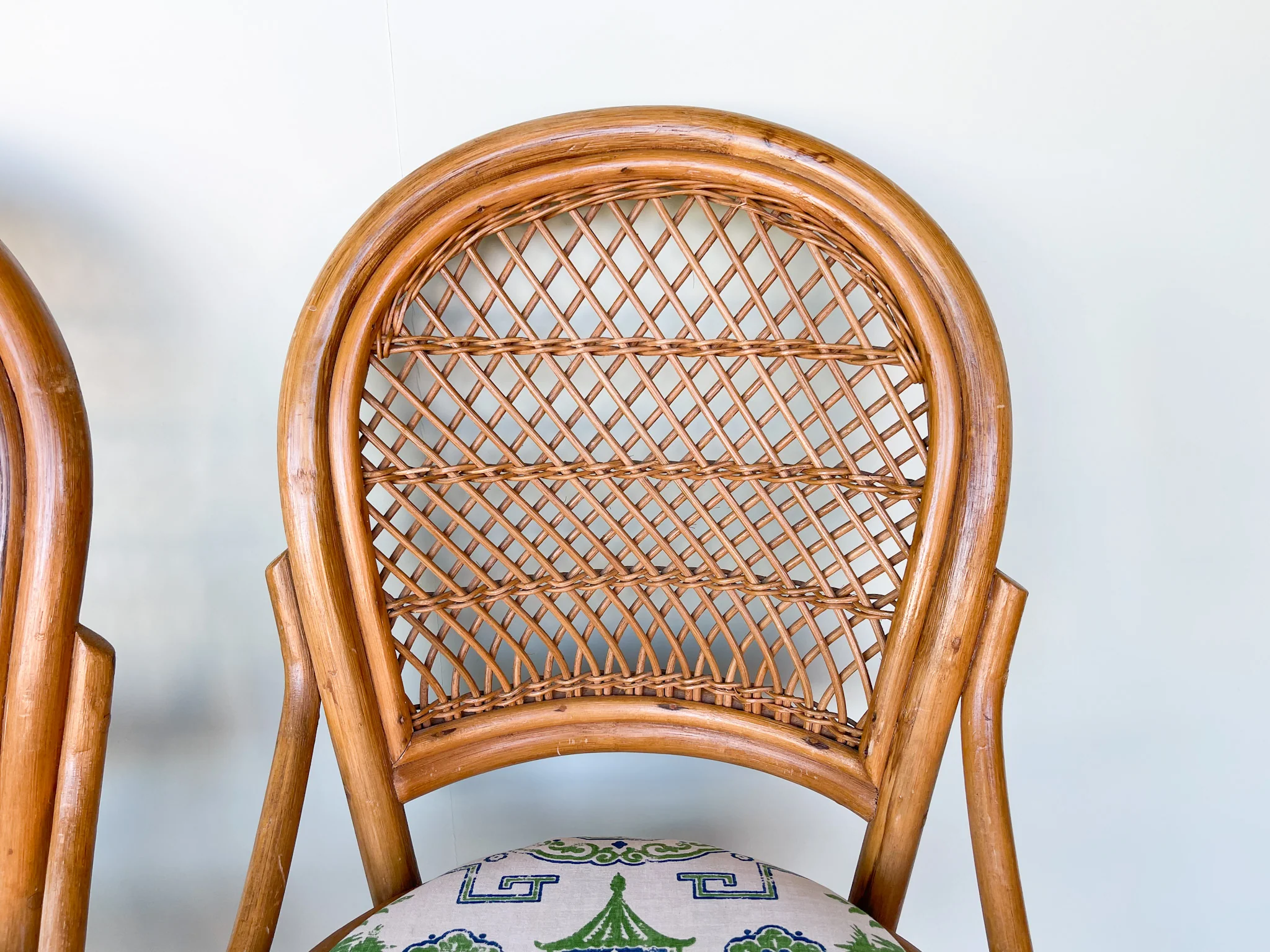Pair of Rattan Pagoda Bar Stools - Image 3