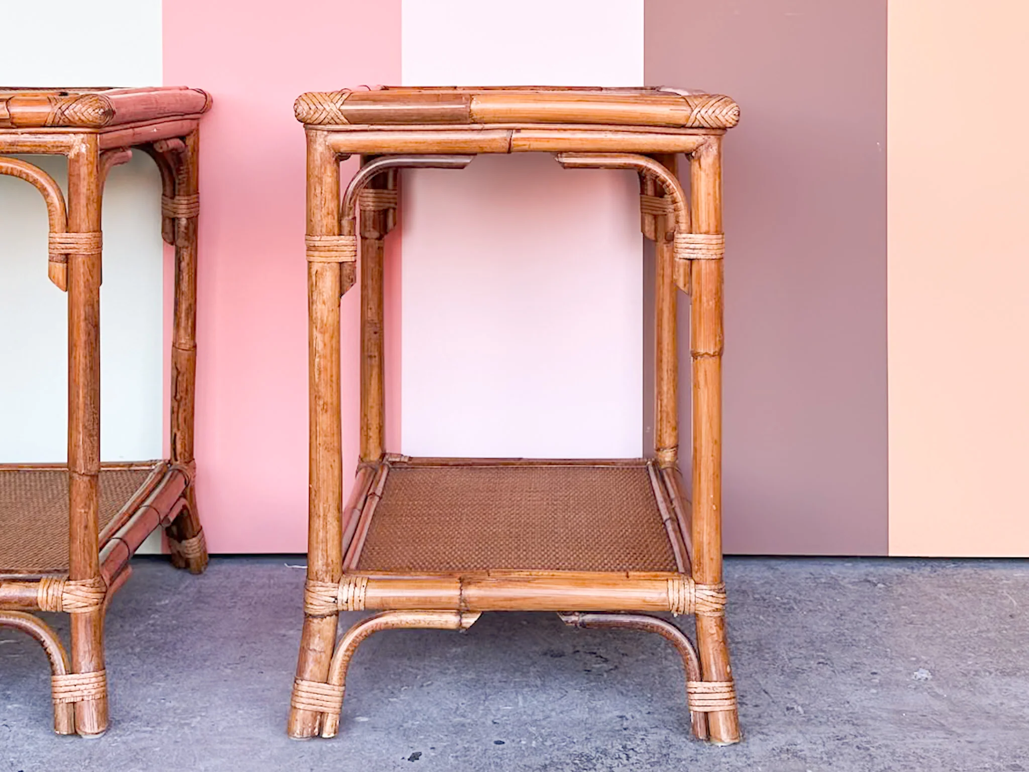 Pair of Rattan Side Tables - Image 4