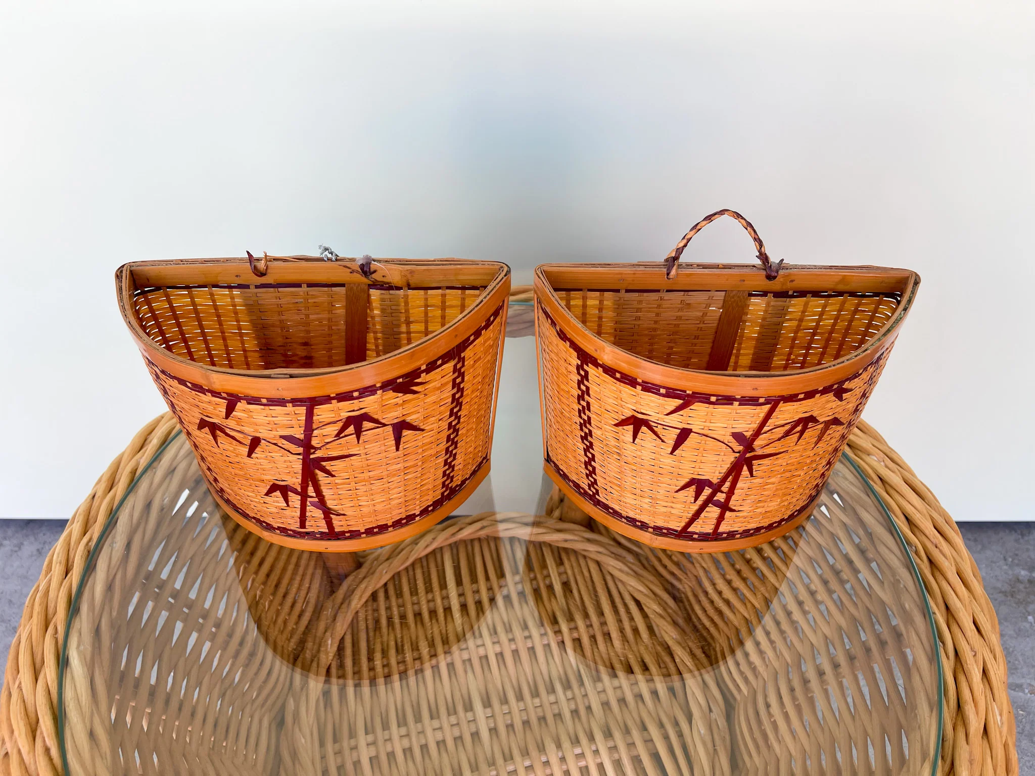 Pair of Rattan Wall Pockets - Image 2