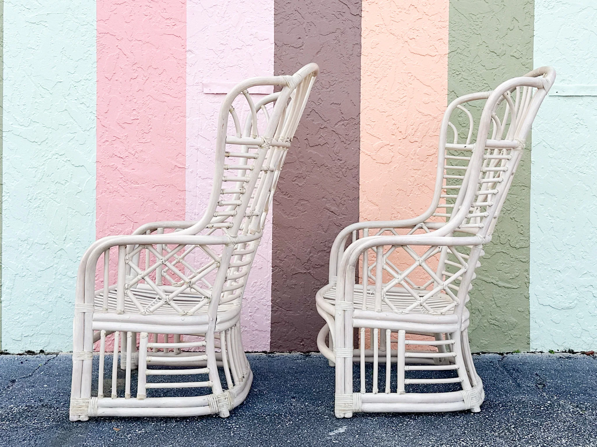 Pair of Rattan Wingback Chairs - Image 6