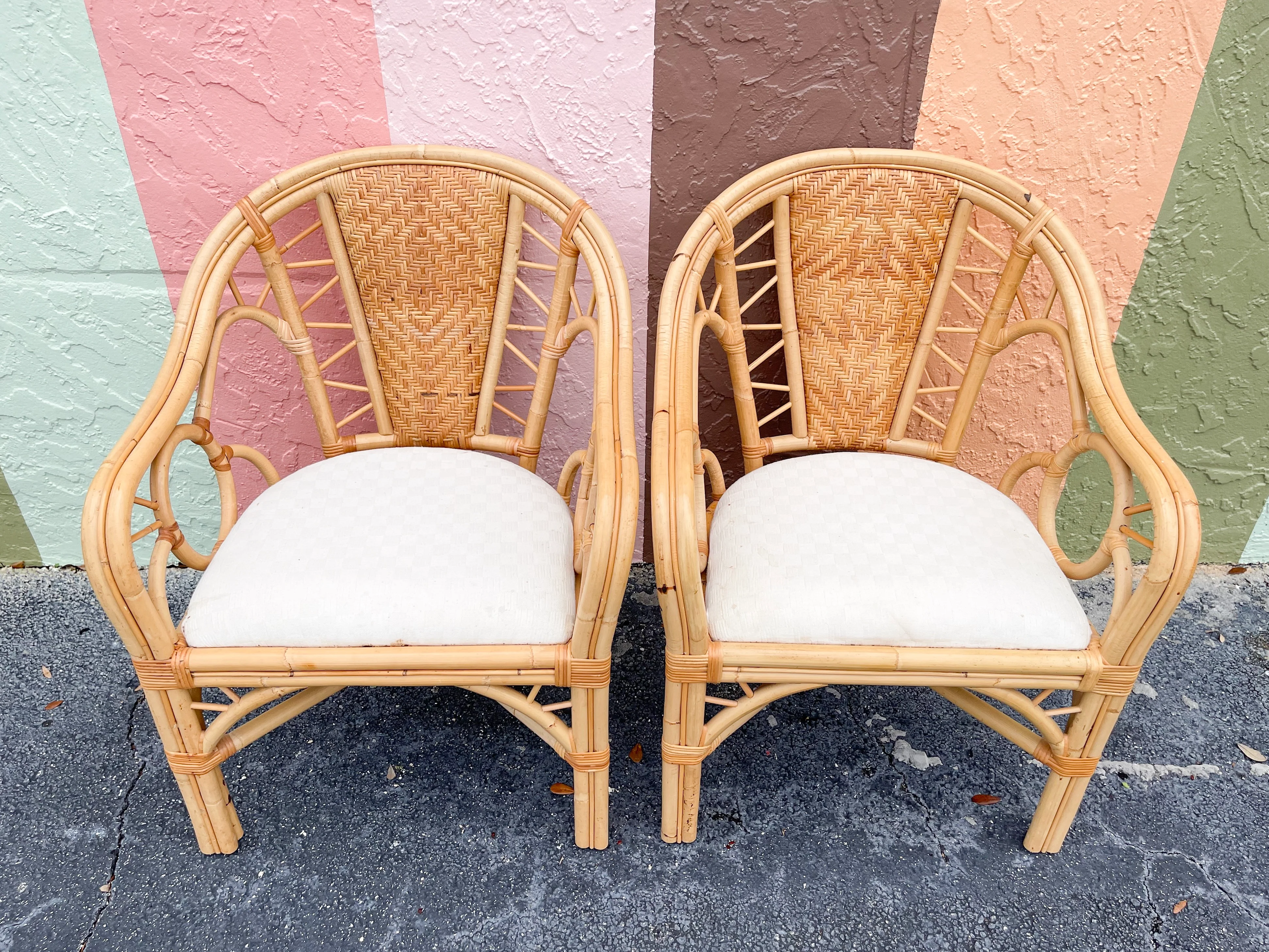 Pair of Rattan Woven Circle Chairs - Image 4