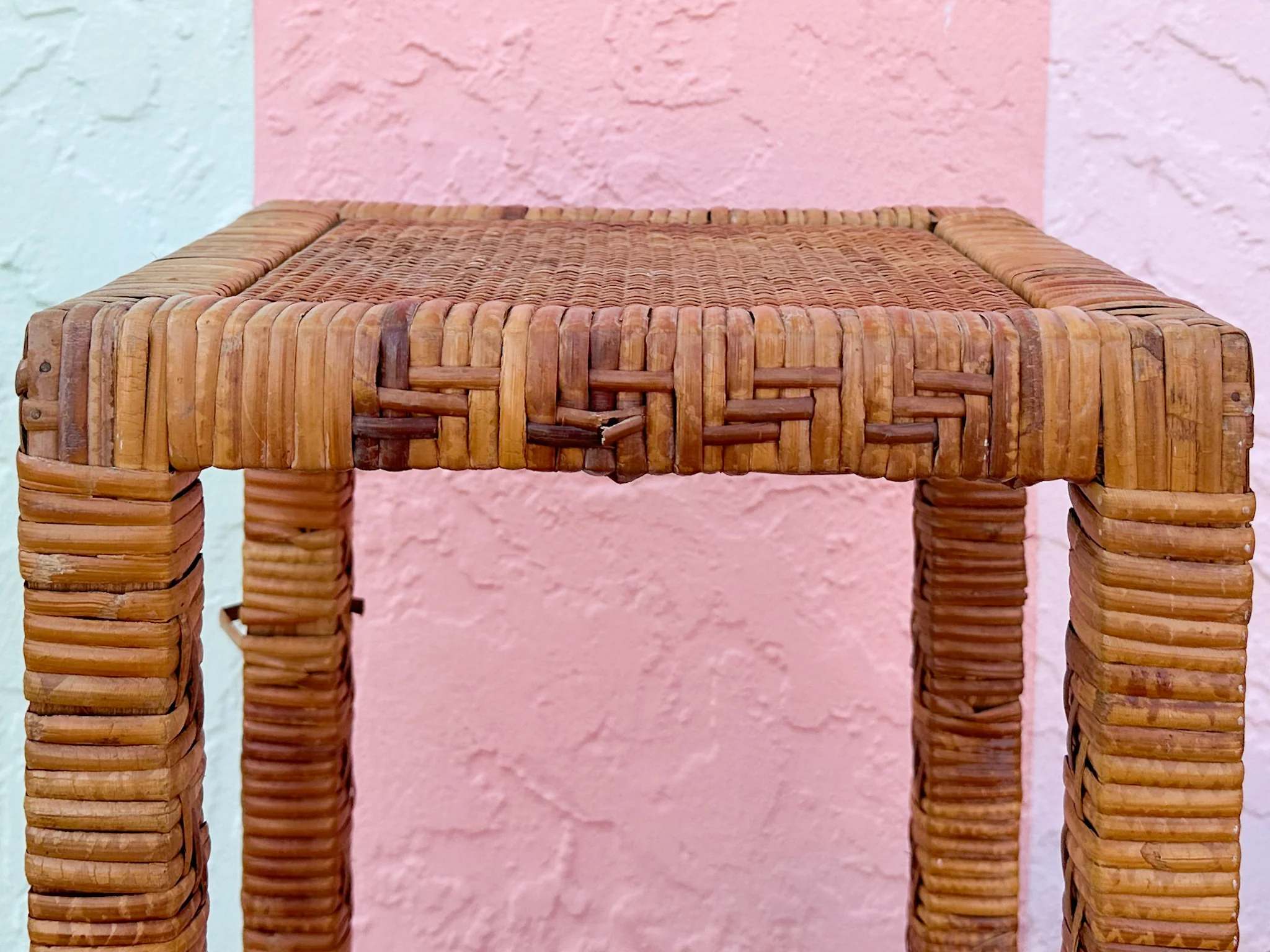 Pair of Rattan Wrapped Plant Stands - Image 4