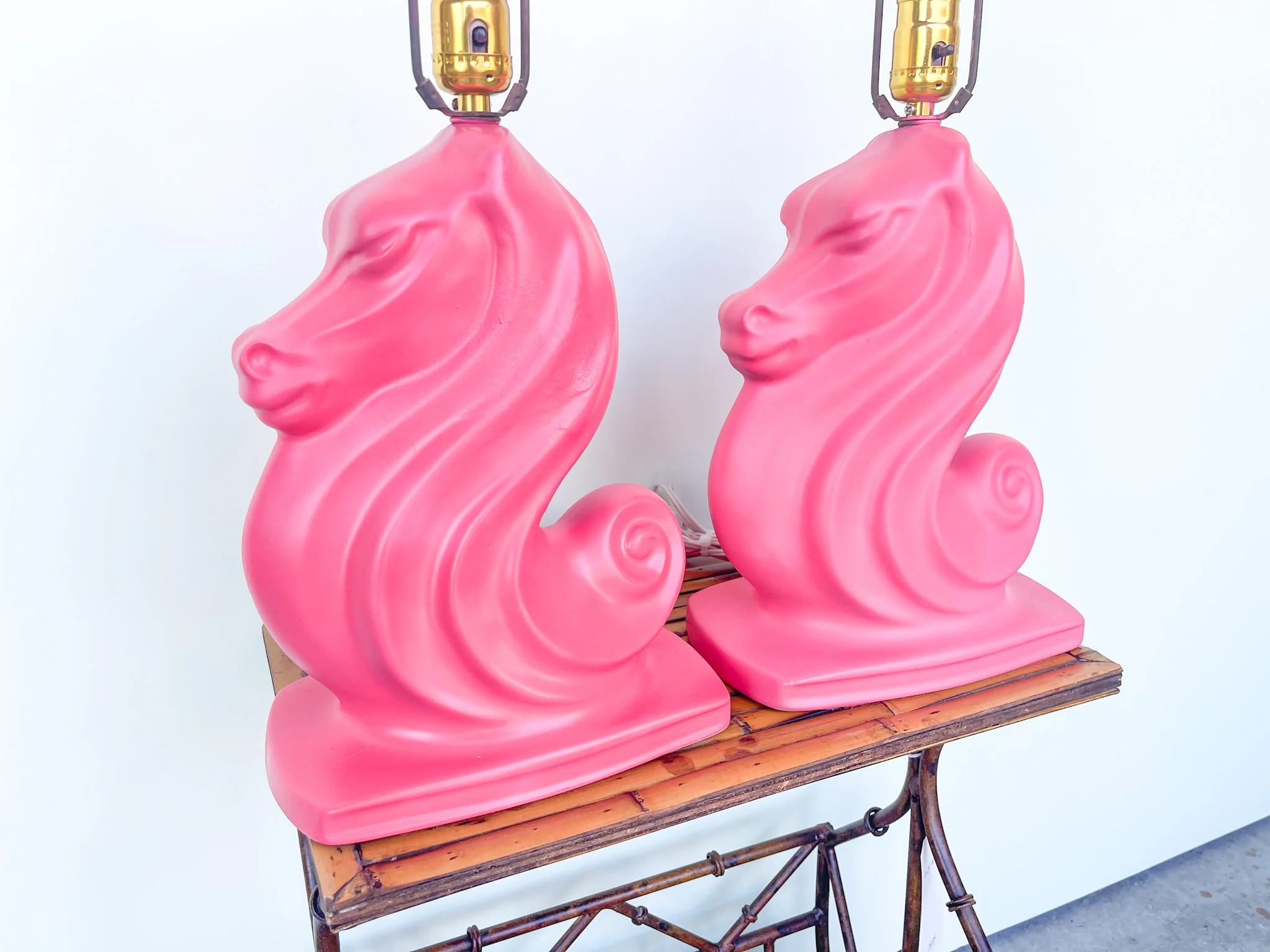 Pair of Red Seahorse Lamps - Image 3