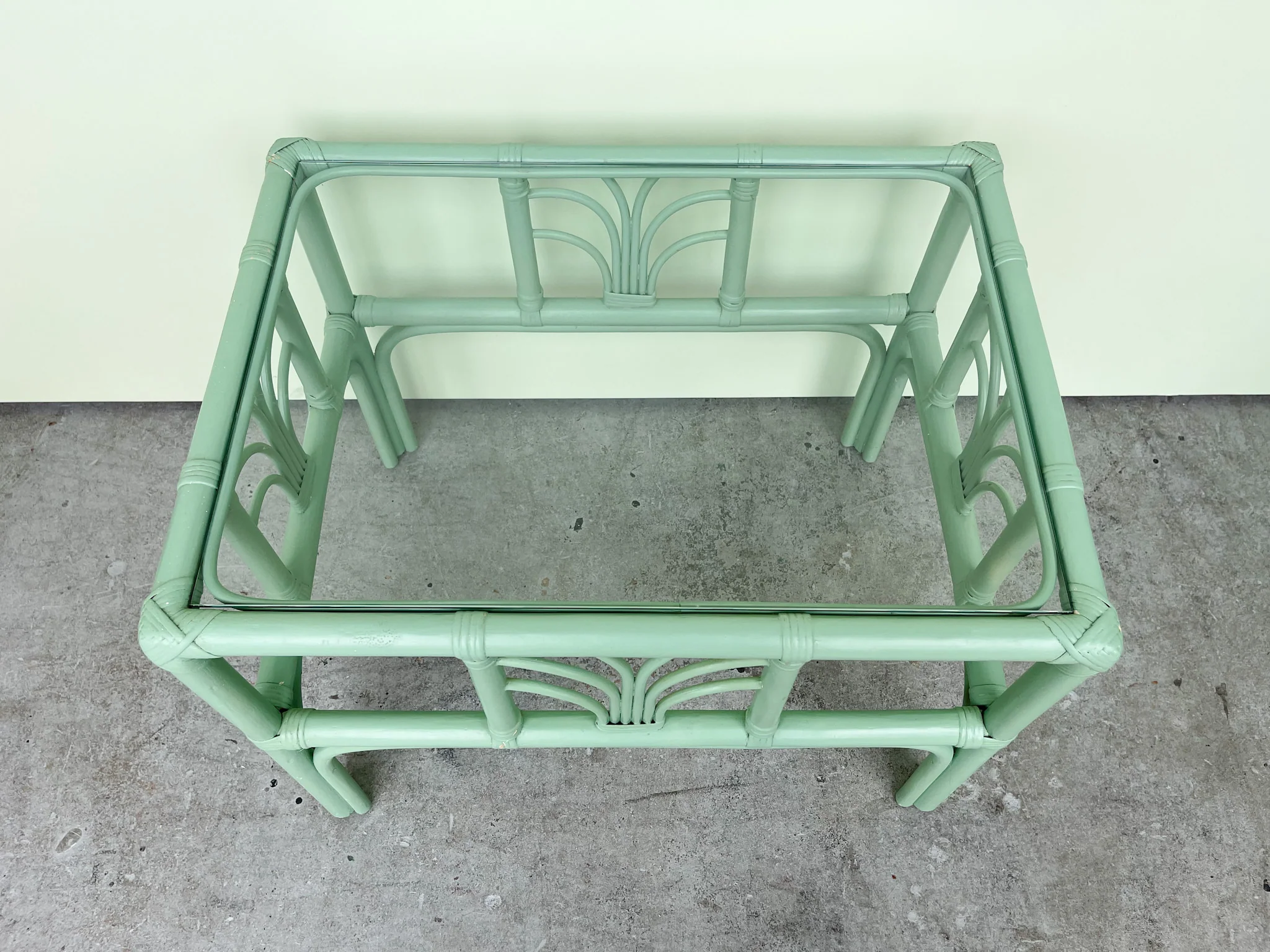 Pair of Sea Green Rattan End Tables - Image 6