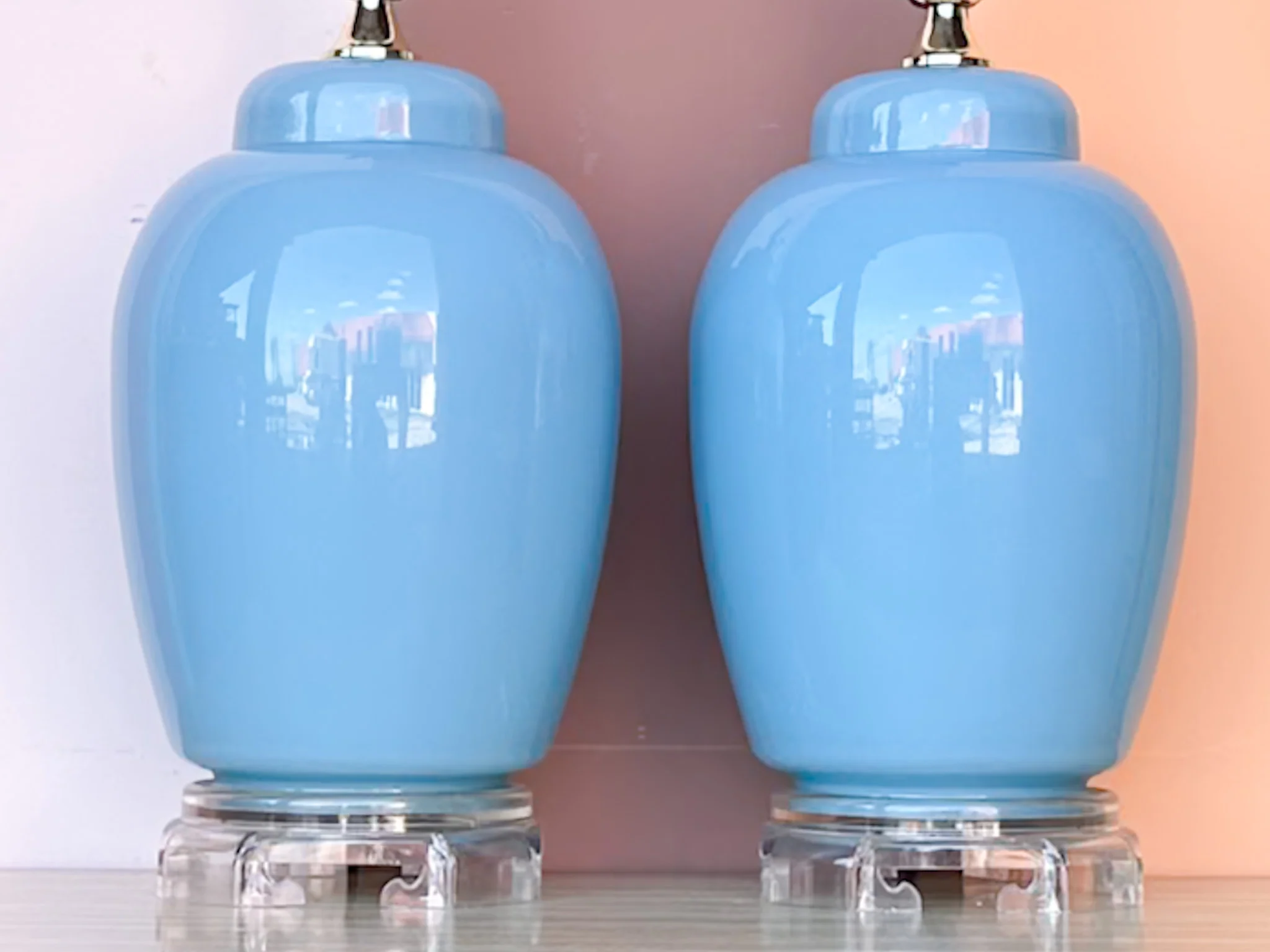 Pair of Sky Blue Lamps - Image 2