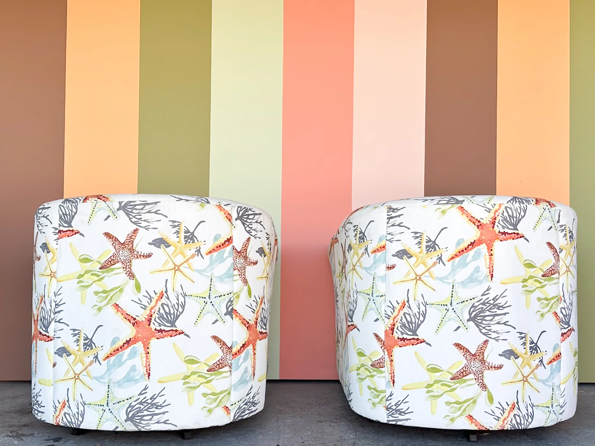 Pair of Starfish Upholstered Swivel Chairs - Image 4