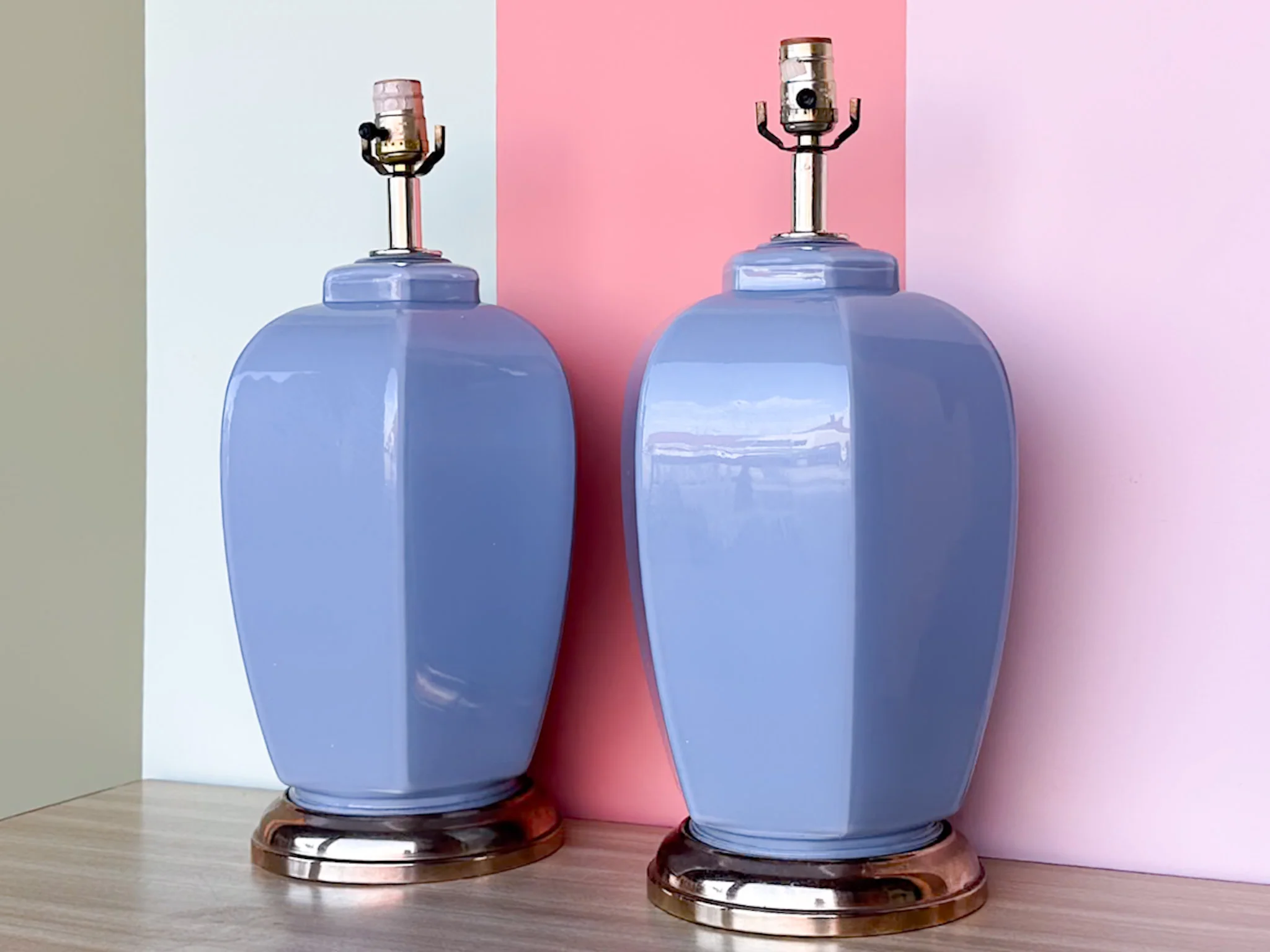 Pair of Steel Blue Glass Lamps - Image 3