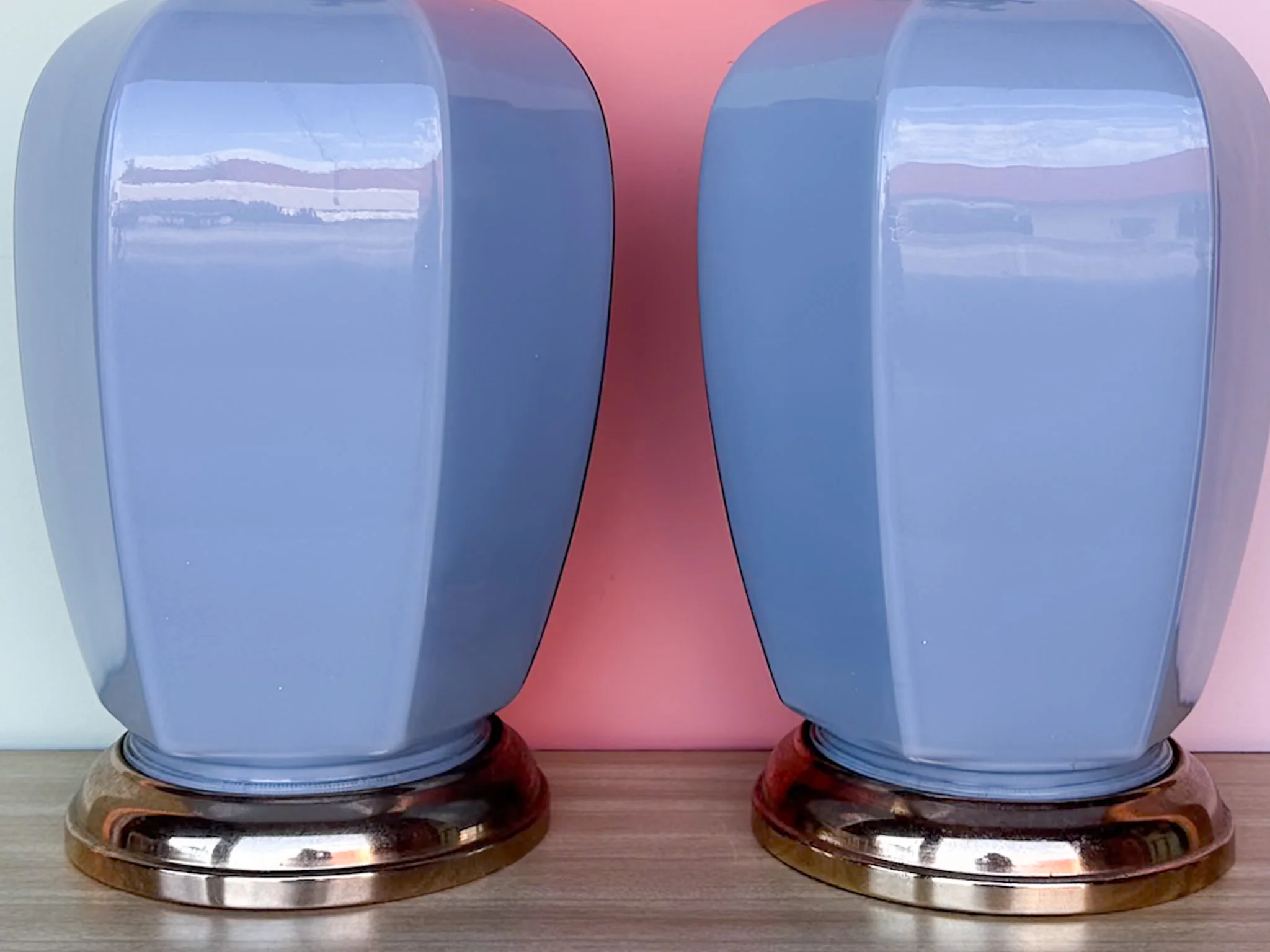 Pair of Steel Blue Glass Lamps - Image 5