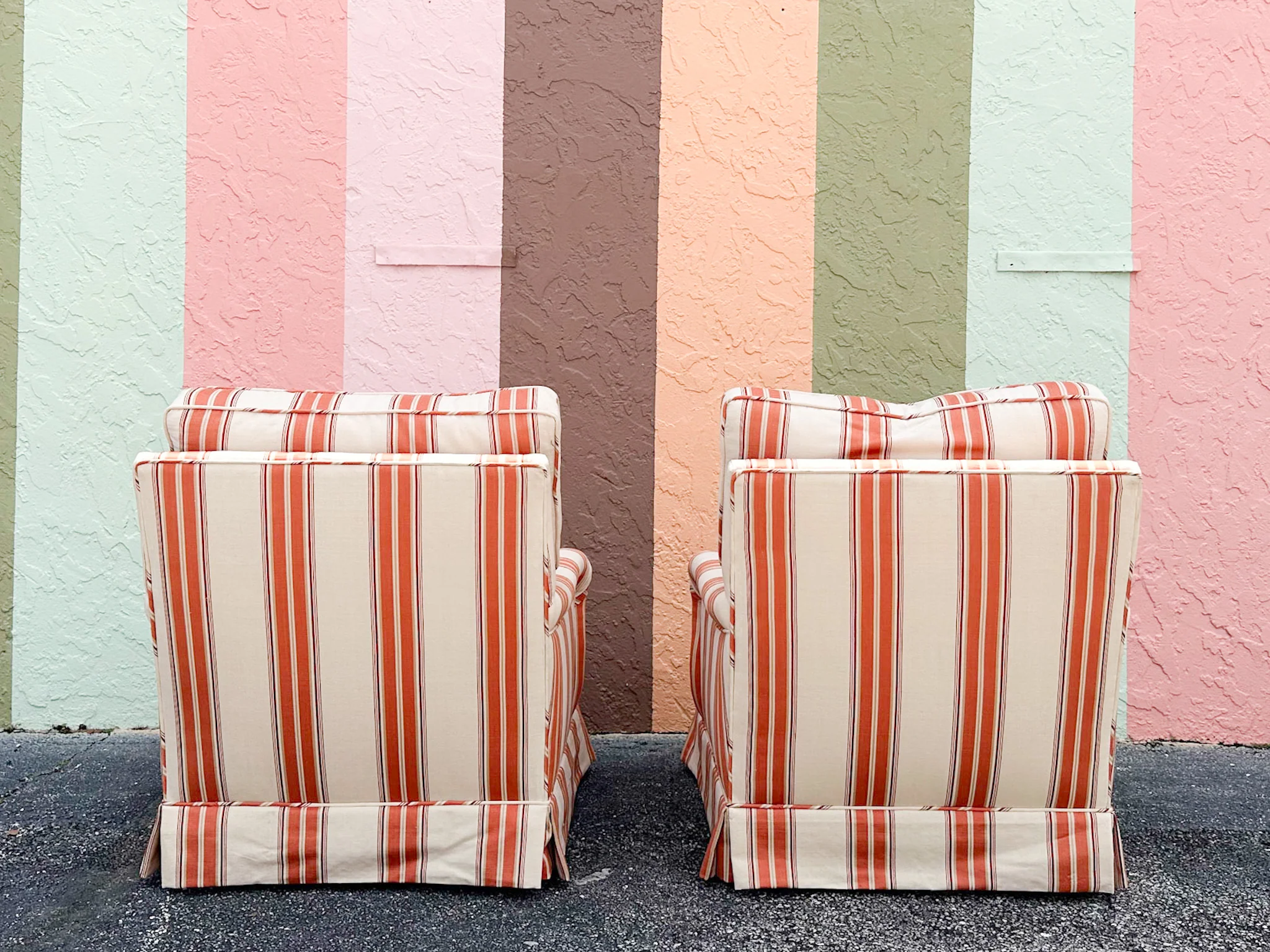 Pair of Striped Upholstered Swivel Chairs - Image 16
