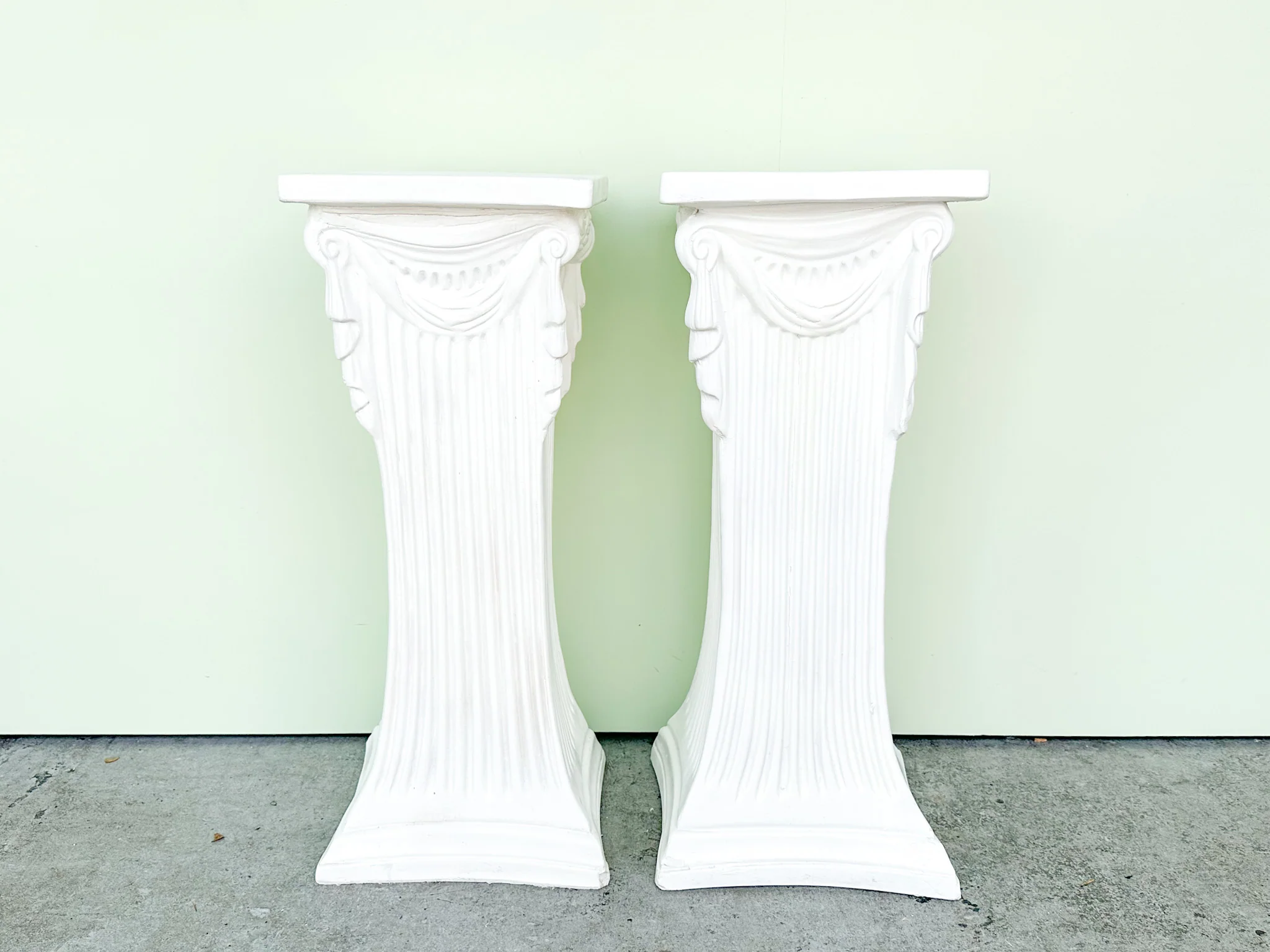 Pair of Swag and Tassel Plaster Pedestals - Image 11