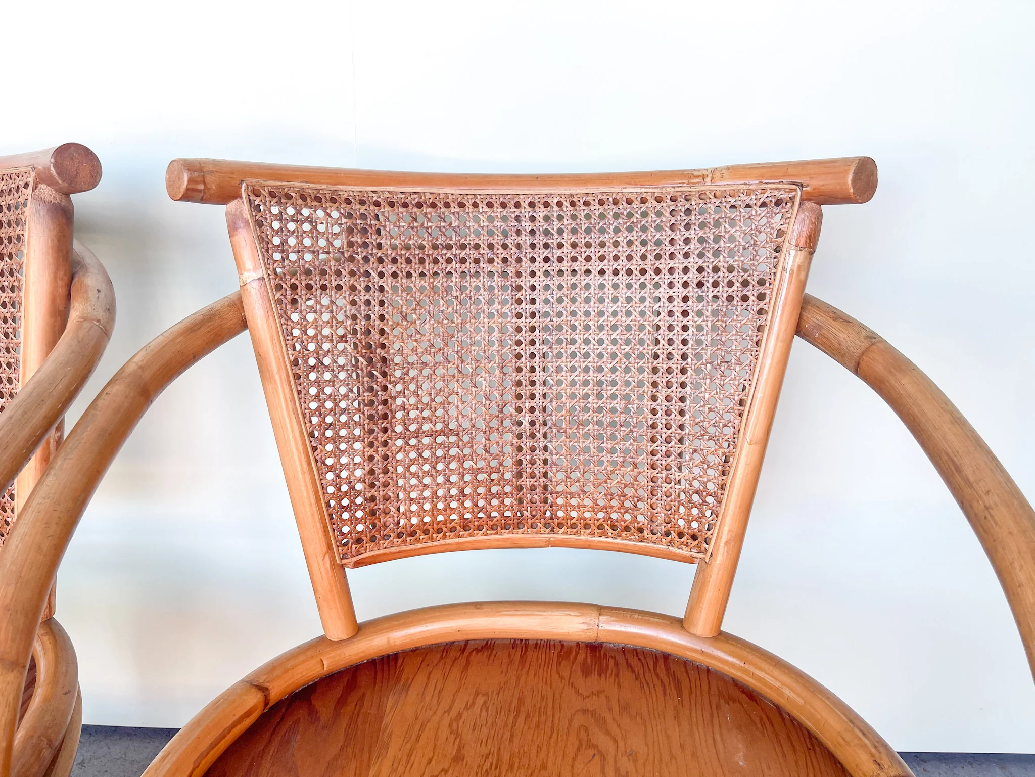 Pair of Sweet Cane and Rattan Pagoda Chairs - Image 5