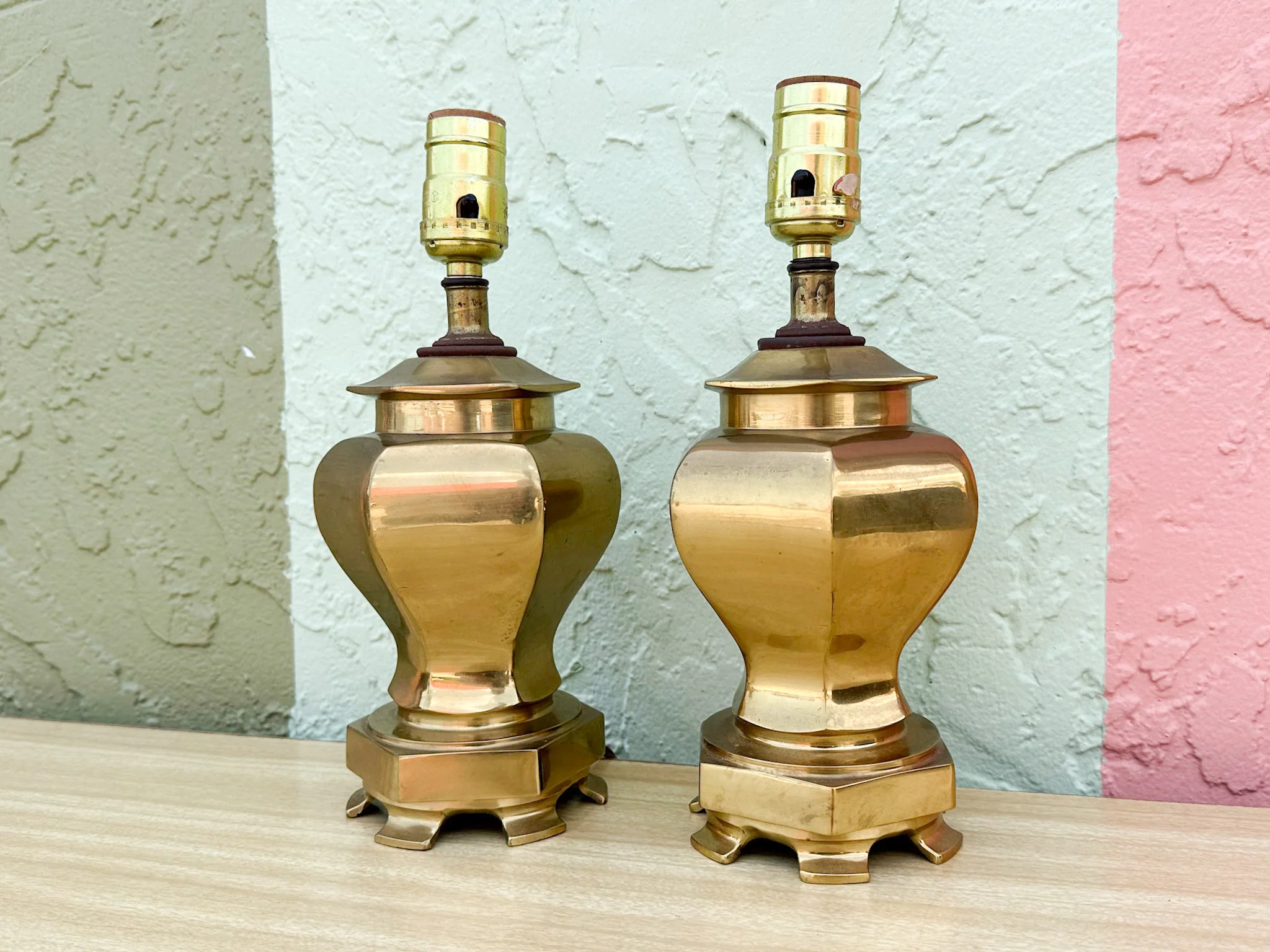 Pair of Sweet Petite Brass Ginger Jar Lamps - Image 8