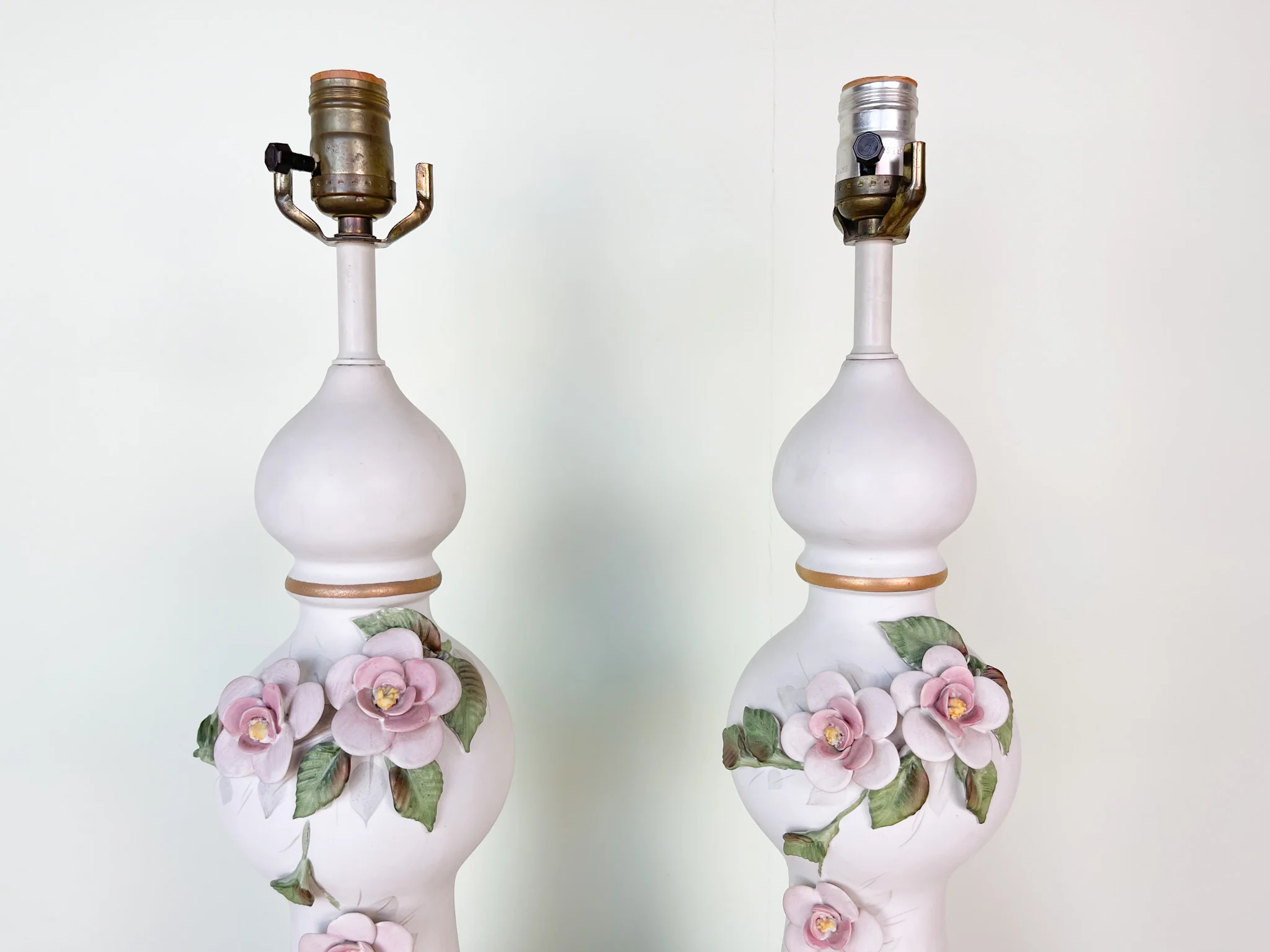 Pair of Sweet Porcelain Floral Lamps - Image 2