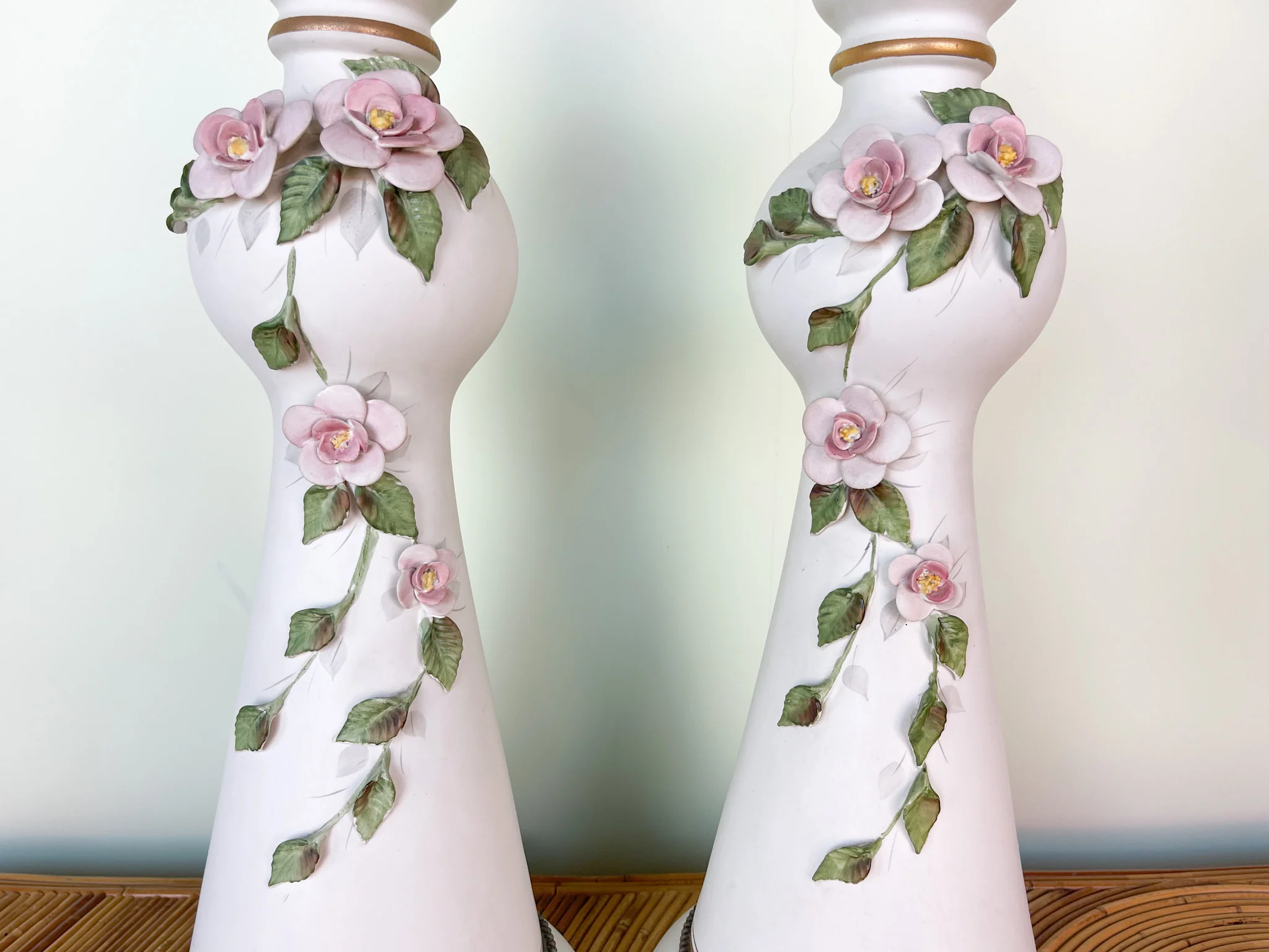 Pair of Sweet Porcelain Floral Lamps - Image 4