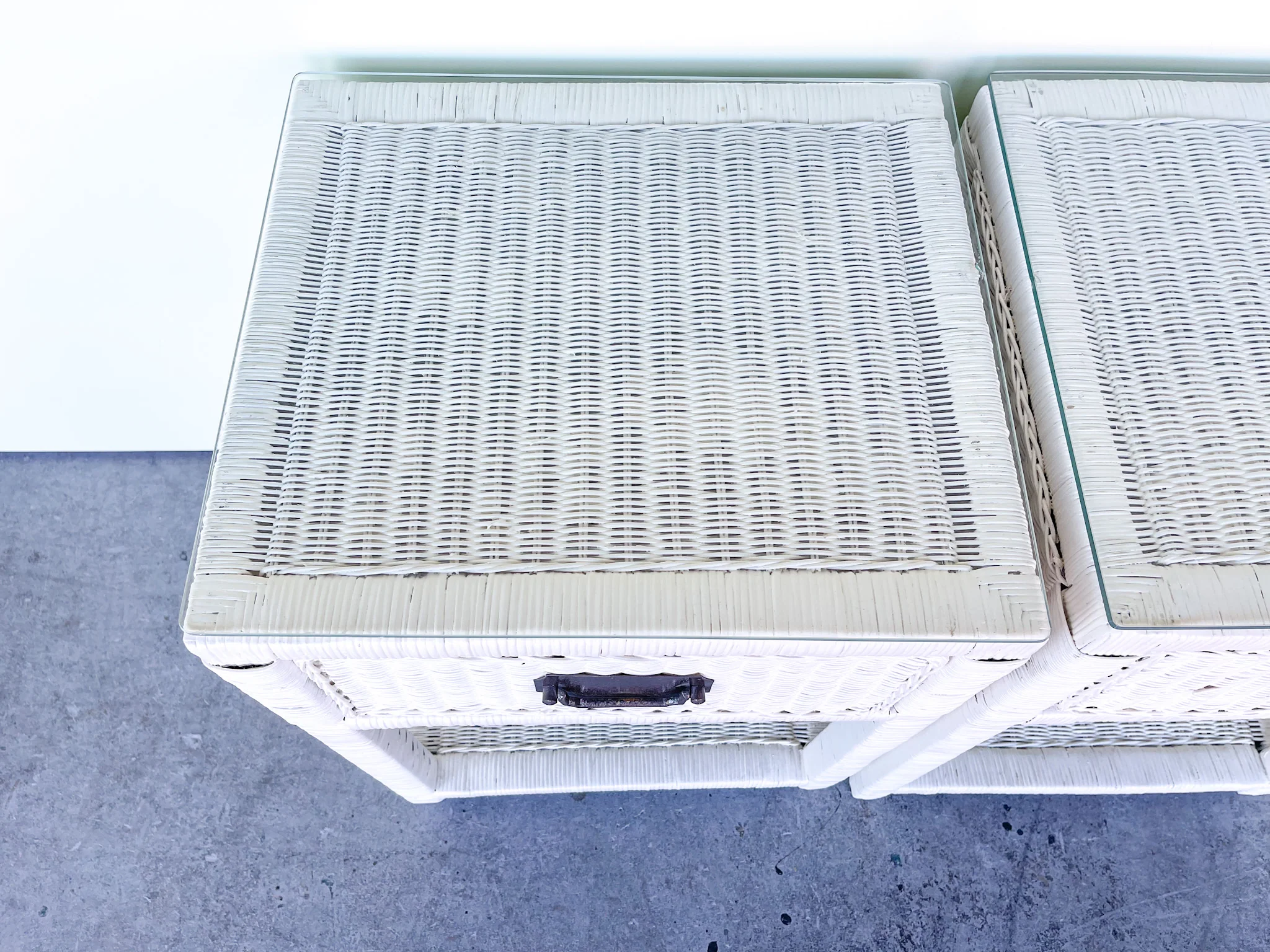 Pair of Sweet Wicker Nightstands - Image 4