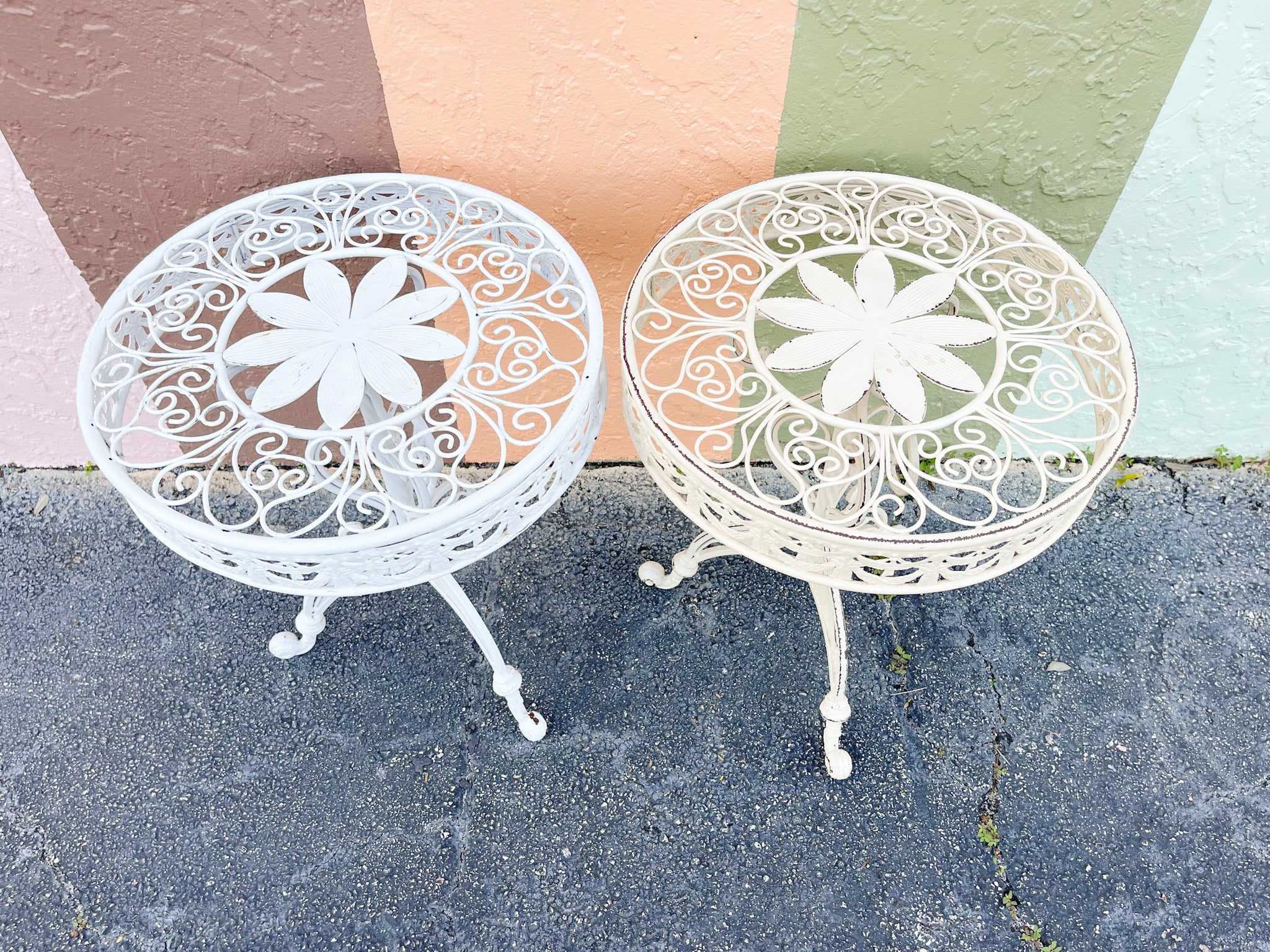 Pair of Tassel and Flower Side Tables - Image 2