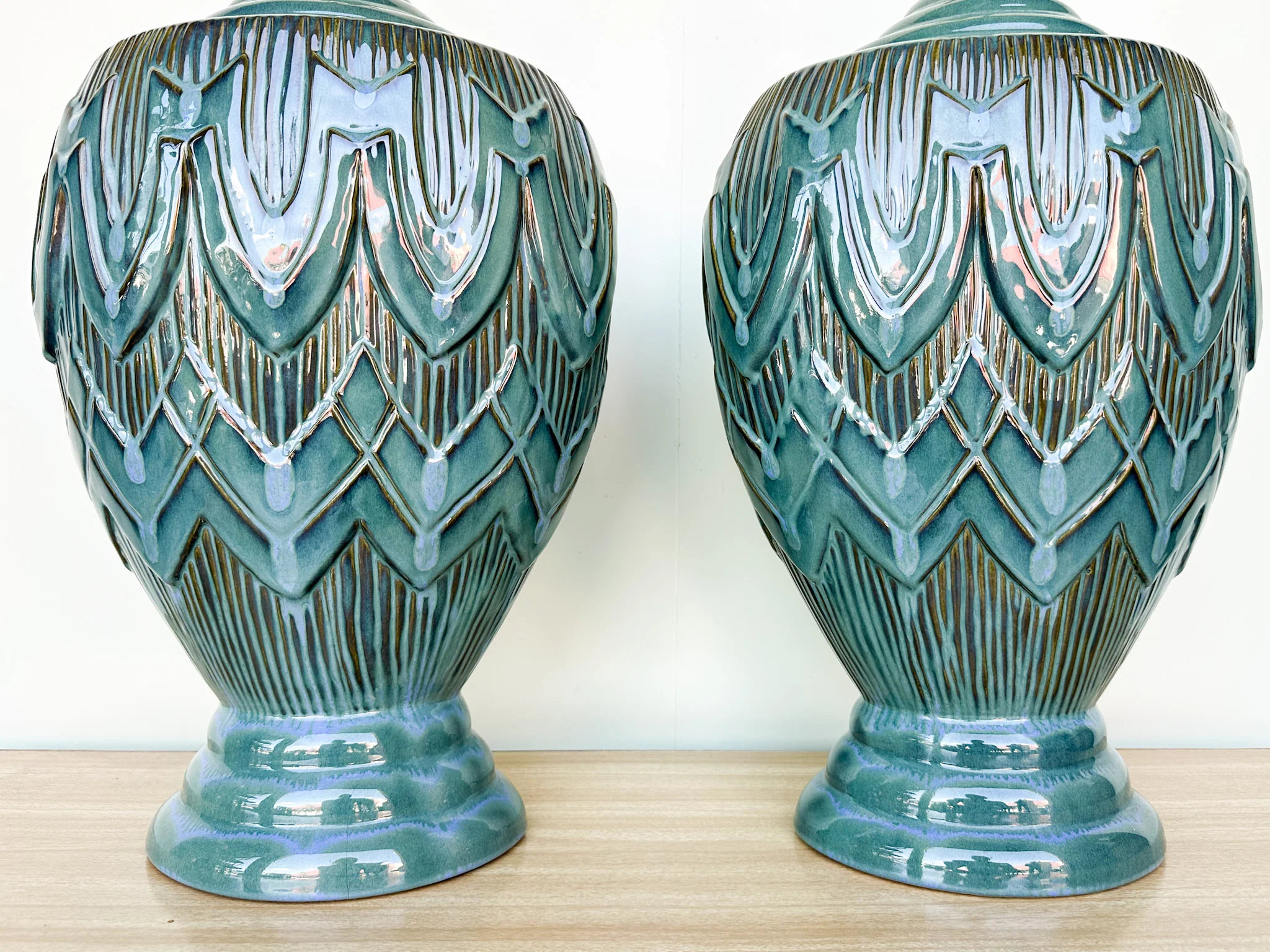 Pair of Teal MCM Swag Lamps - Image 4