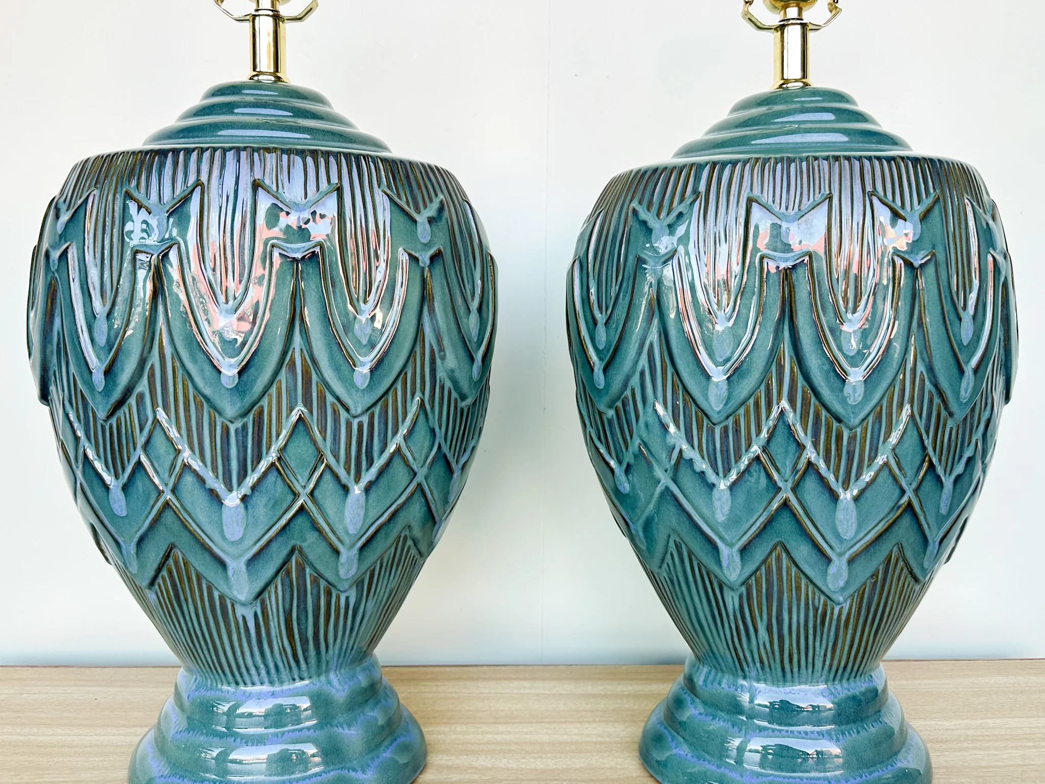 Pair of Teal MCM Swag Lamps - Image 6