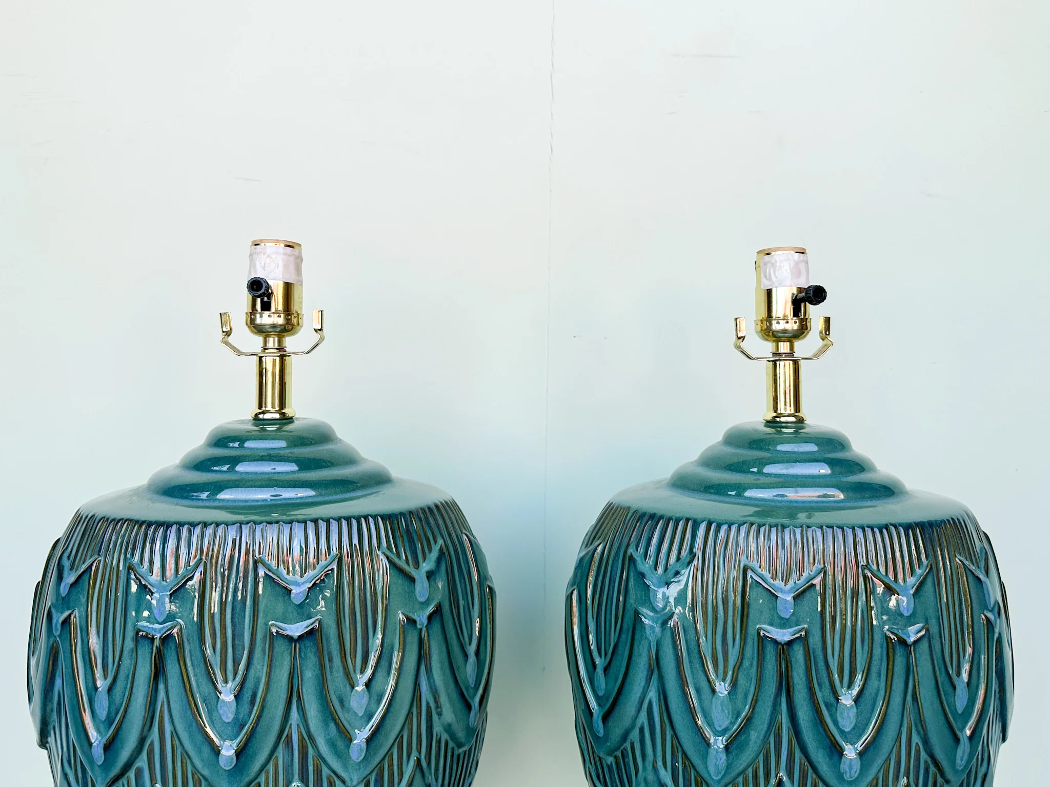 Pair of Teal MCM Swag Lamps - Image 7