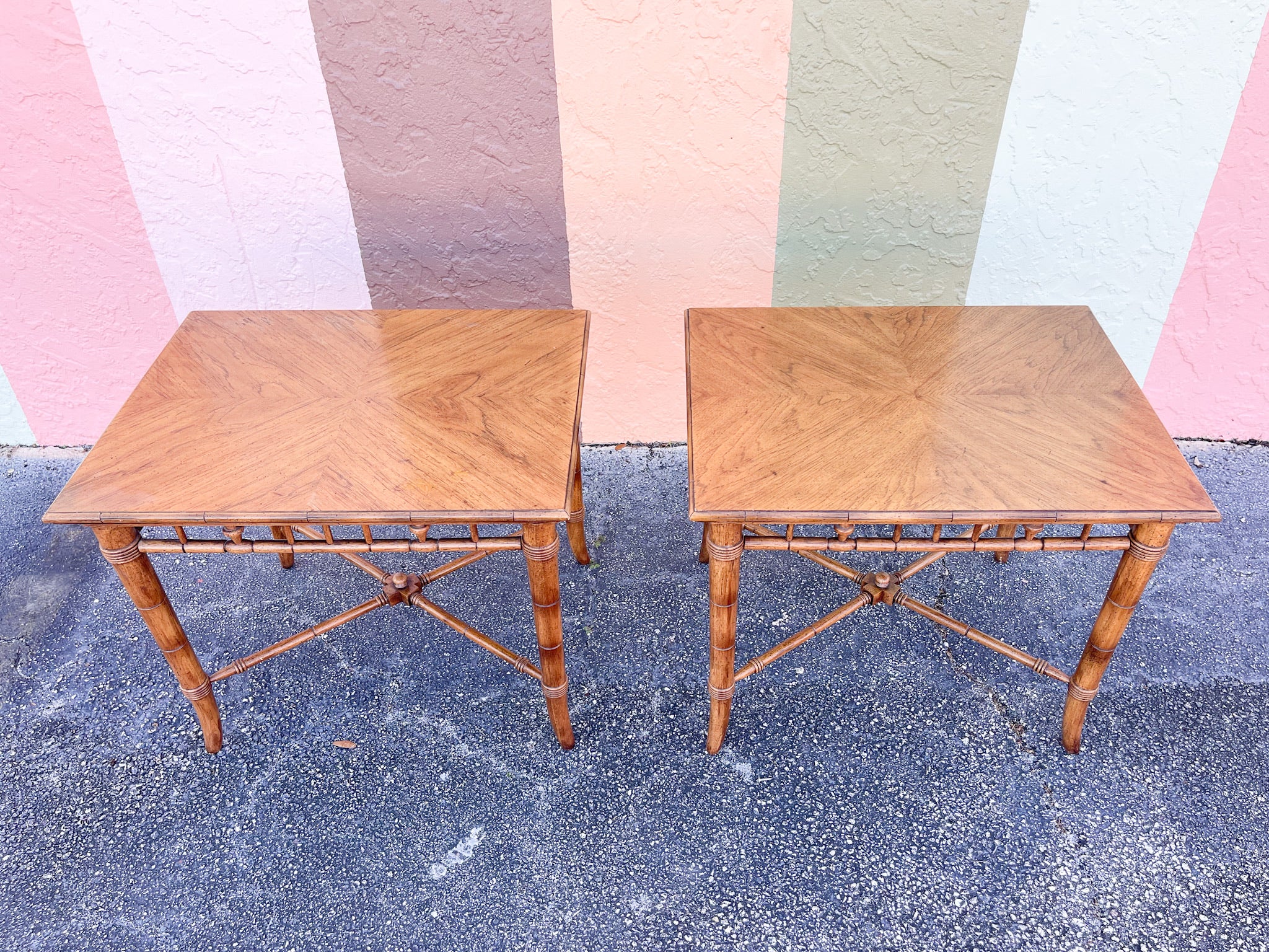 Pair of Thomasville Faux Bamboo Side Tables - Image 11