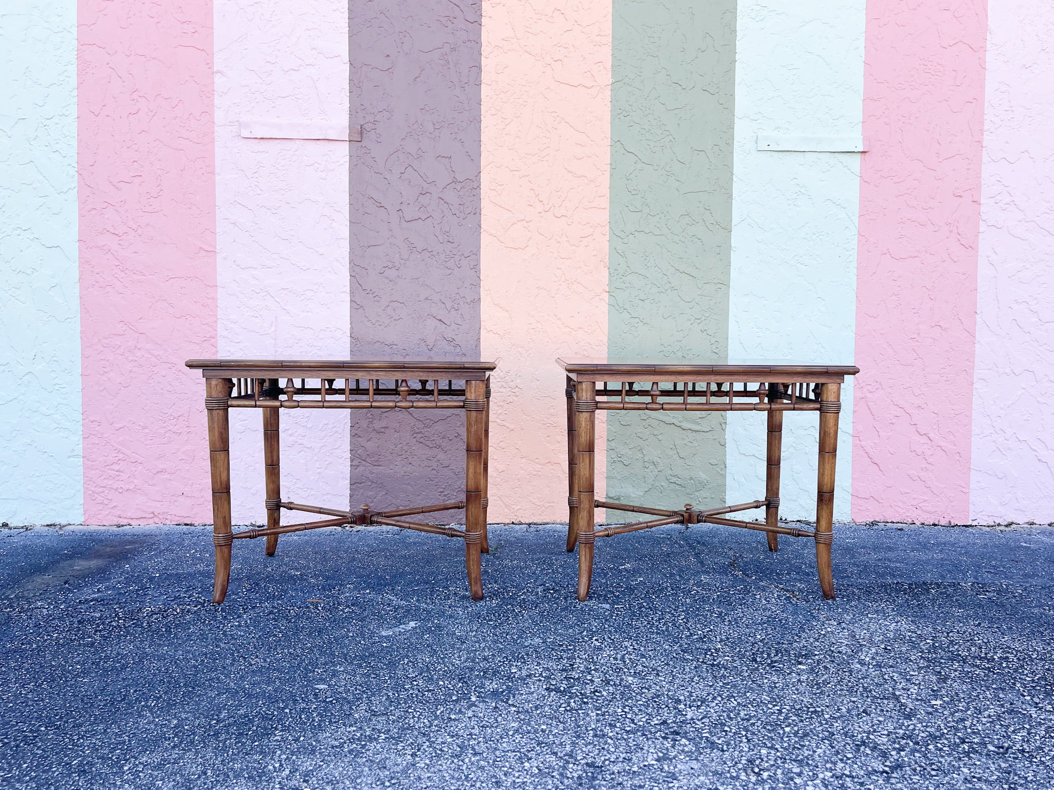 Pair of Thomasville Faux Bamboo Side Tables - Image 14