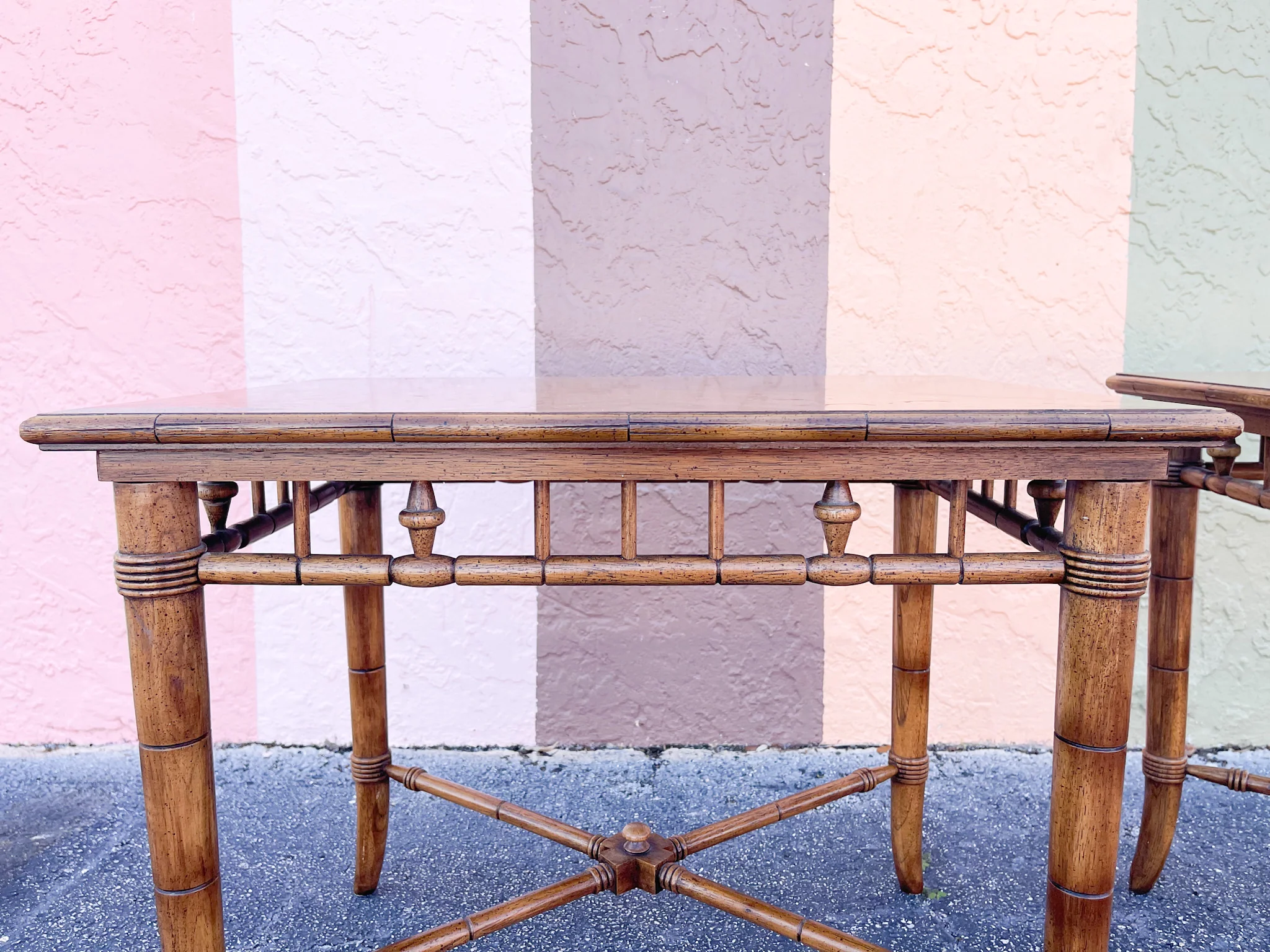 Pair of Thomasville Faux Bamboo Side Tables - Image 5