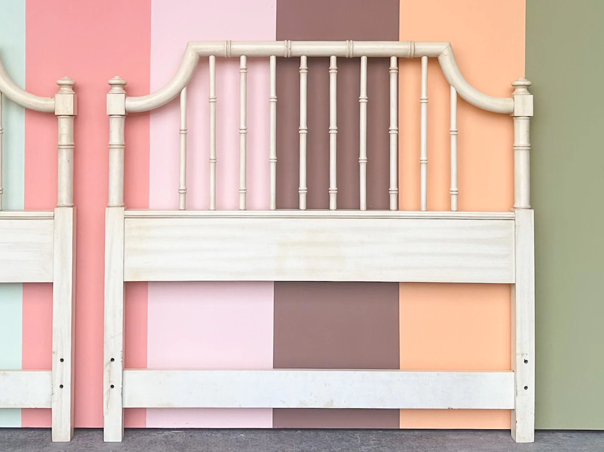 Pair of Thomasville Faux Bamboo Twin Headboards - Image 3