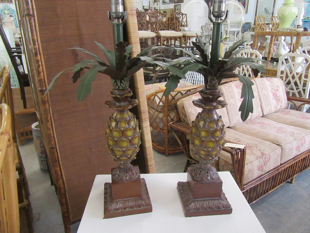 Pair of Tole Pineapple Lamps - Image 5