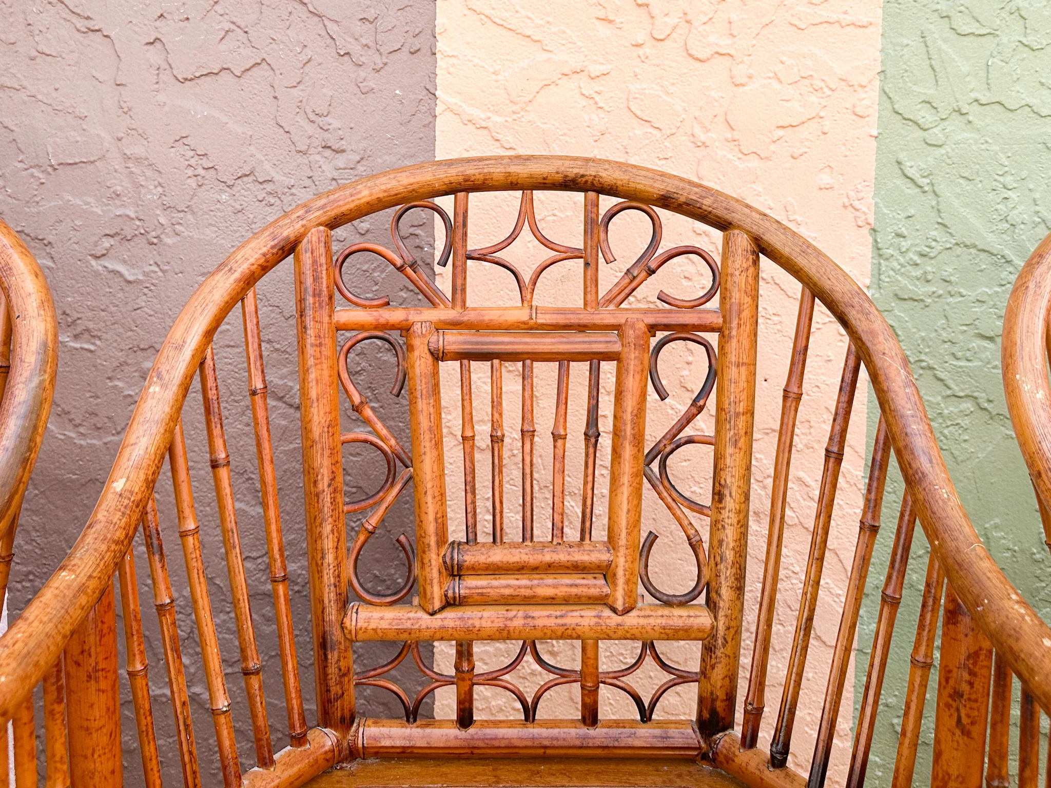 Pair of Tortoiseshell Rattan Brighton Style Chairs - Image 10
