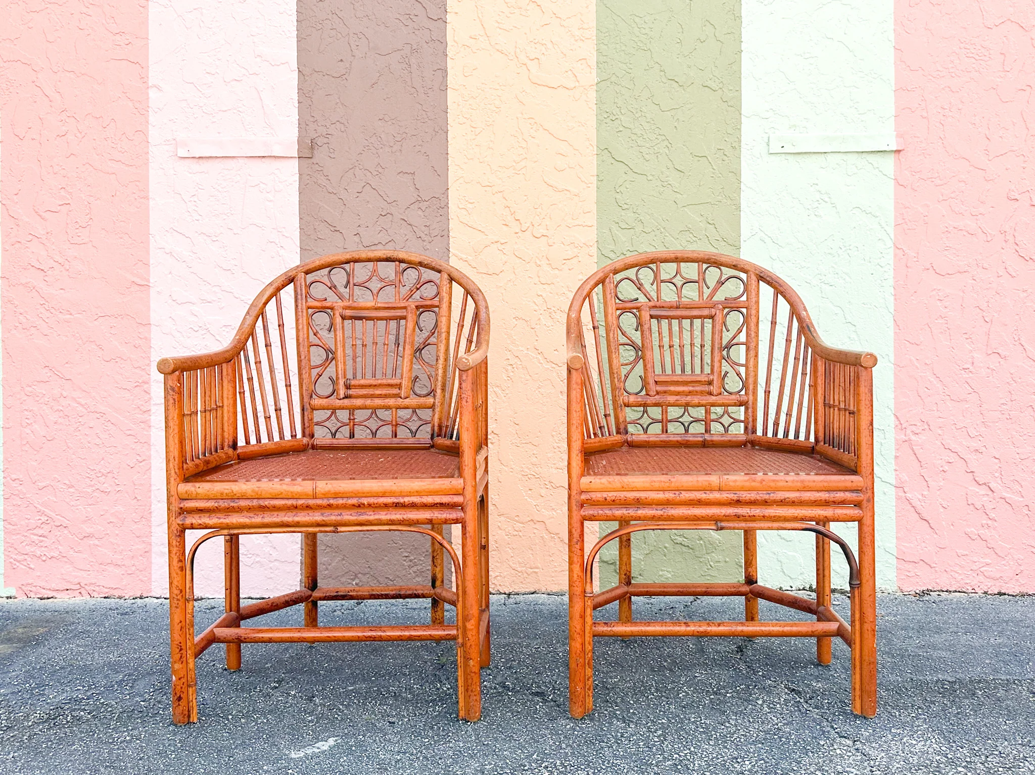 Pair of Tortoiseshell Rattan Brighton Style Chairs - Image 23