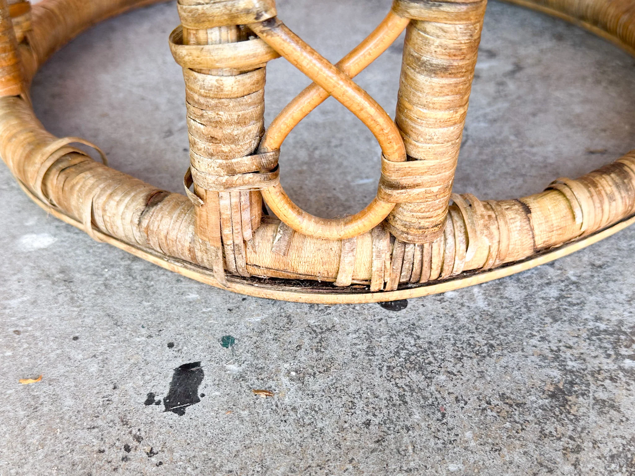 Pair of Tortoiseshell Rattan Drum Side Tables - Image 3