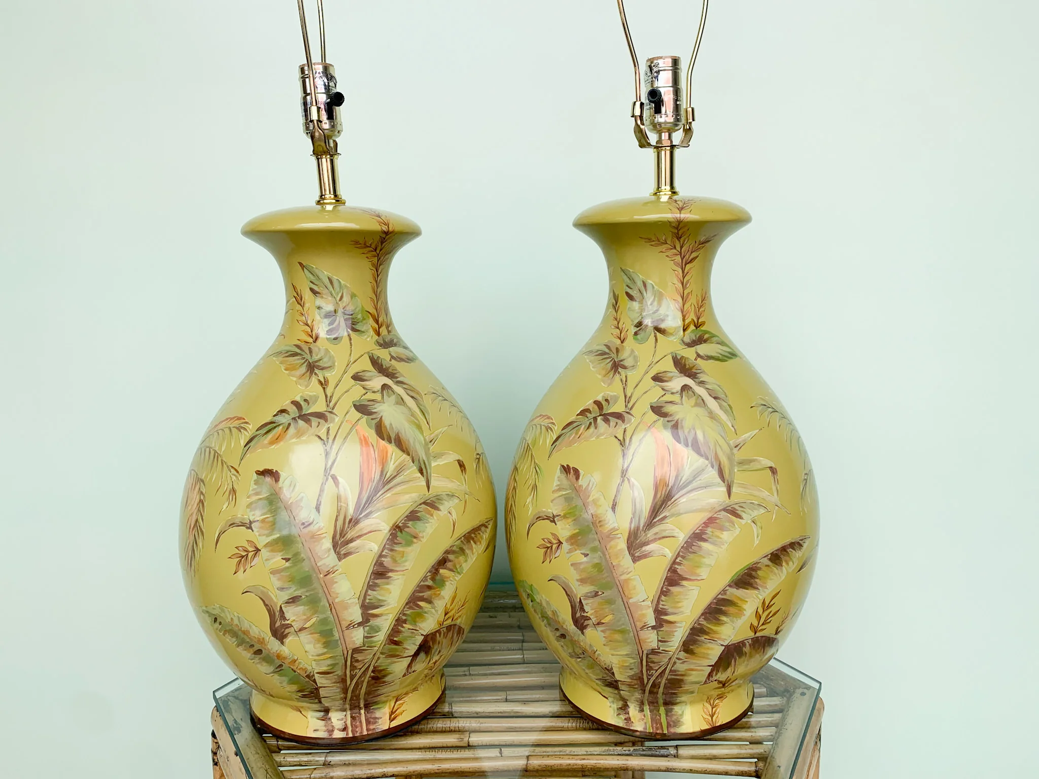 Pair of Tropical Chartreuse Lamps - Image 8