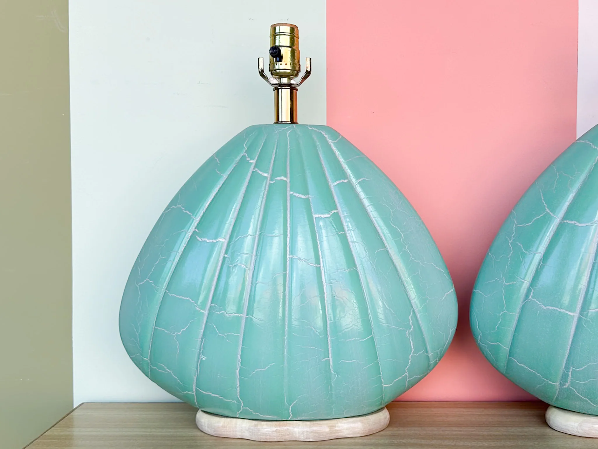 Pair of Turquoise Clam Shell Lamps - Image 5