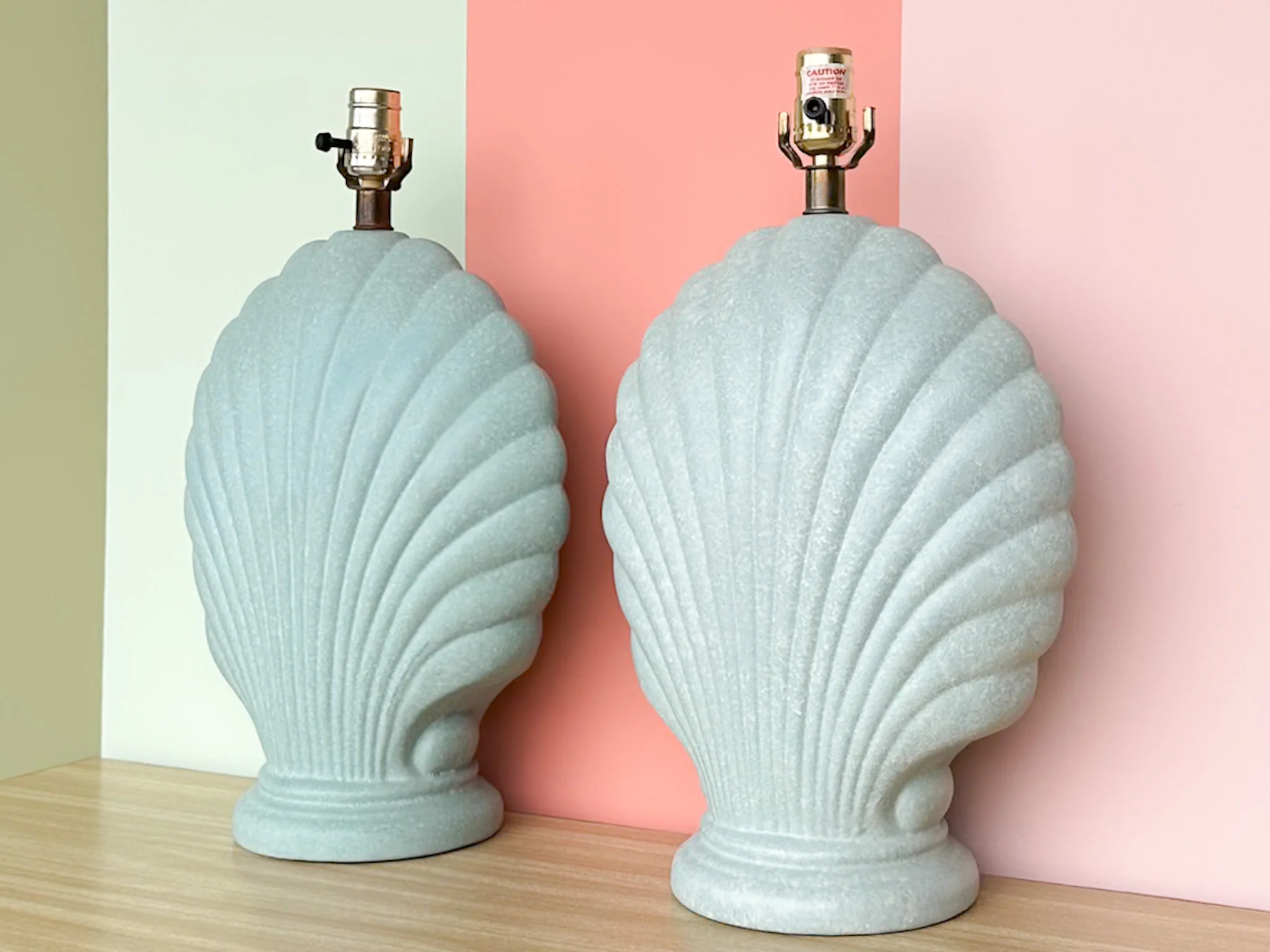 Pair of Turquoise Shell Motif Lamps - Image 4