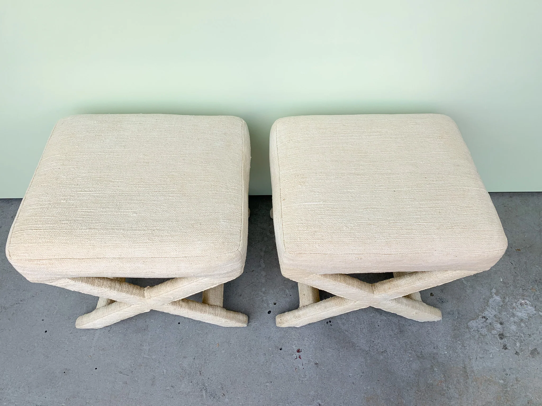 Pair of Upholstered X Benches - Image 2