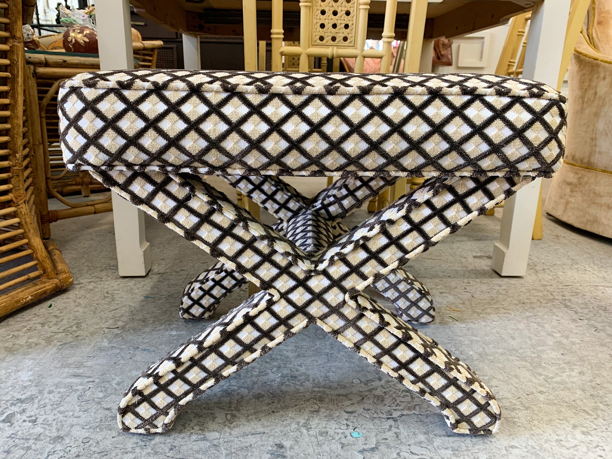 Pair of Upholstered X Benches - Image 2