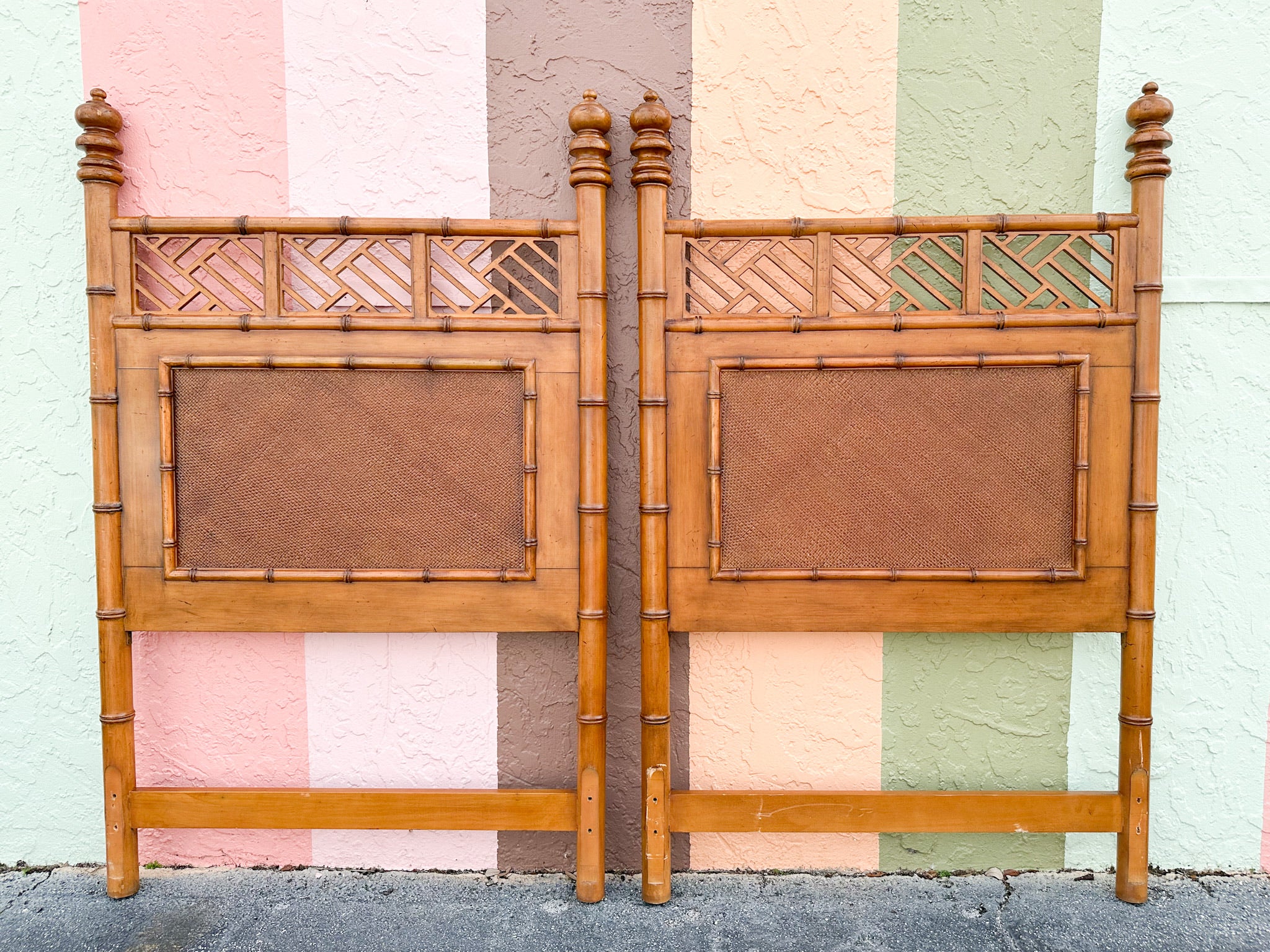 Pair of West Indies Style Faux Bamboo Headboards - Image 11