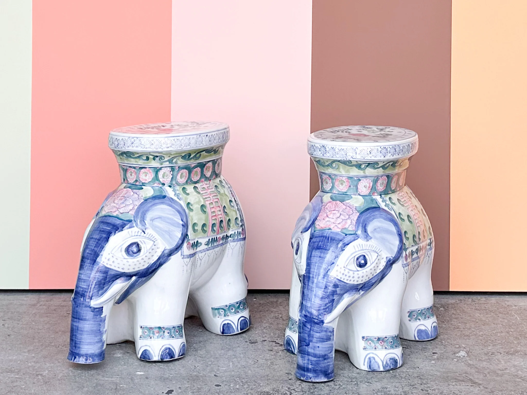 Pair of Whimsical Elephant Garden Seats - Image 2