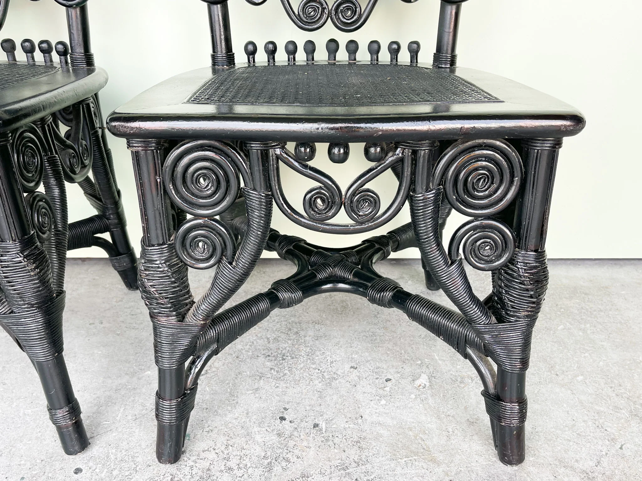 Pair of Whimsical Rattan and Cane Chairs - Image 7