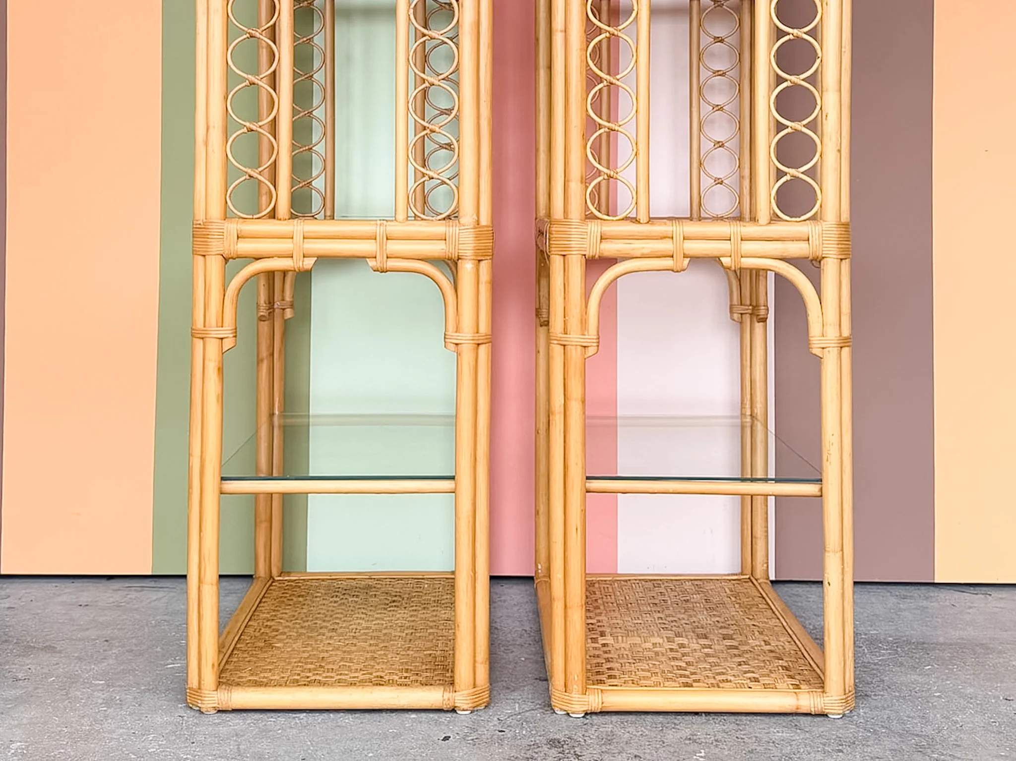 Pair of Whimsical Rattan Etageres - Image 7