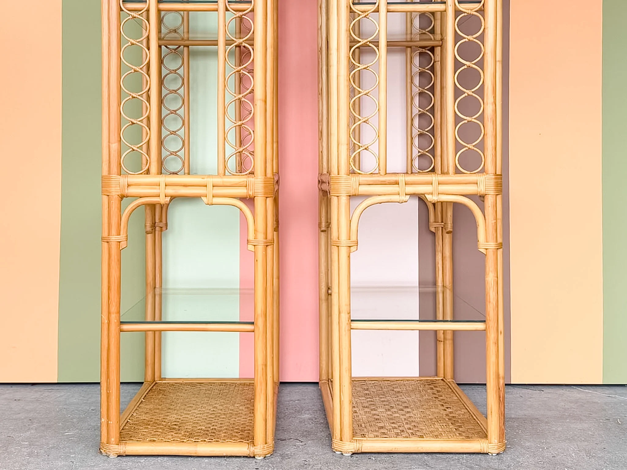 Pair of Whimsical Rattan Etageres - Image 9