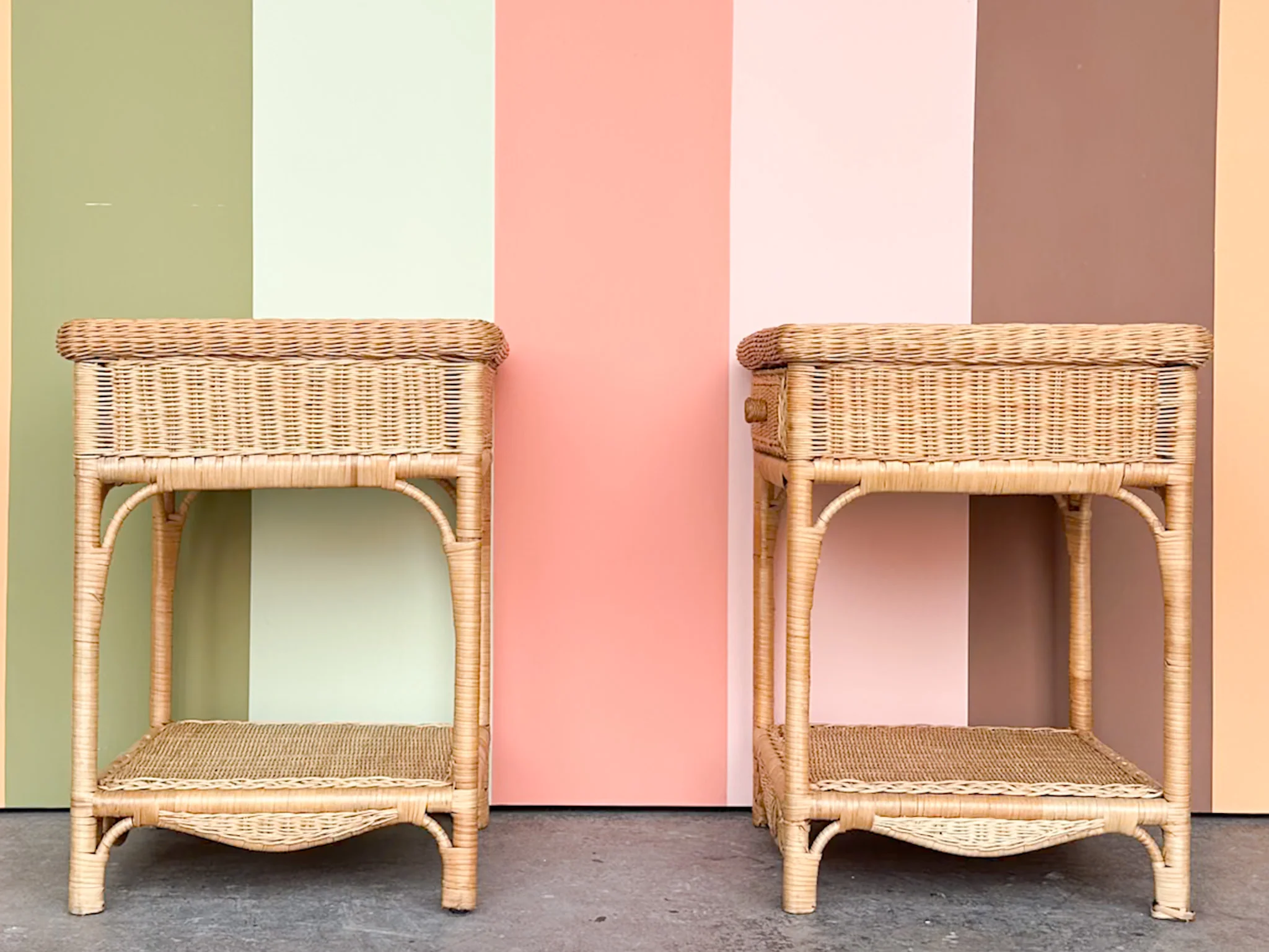 Pair of Whimsical Wicker Nightstands - Image 4