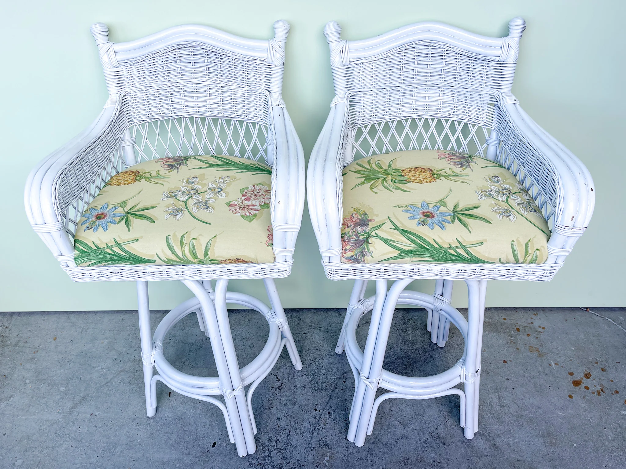 Pair of Wicker and Rattan Bar Stools - Image 4