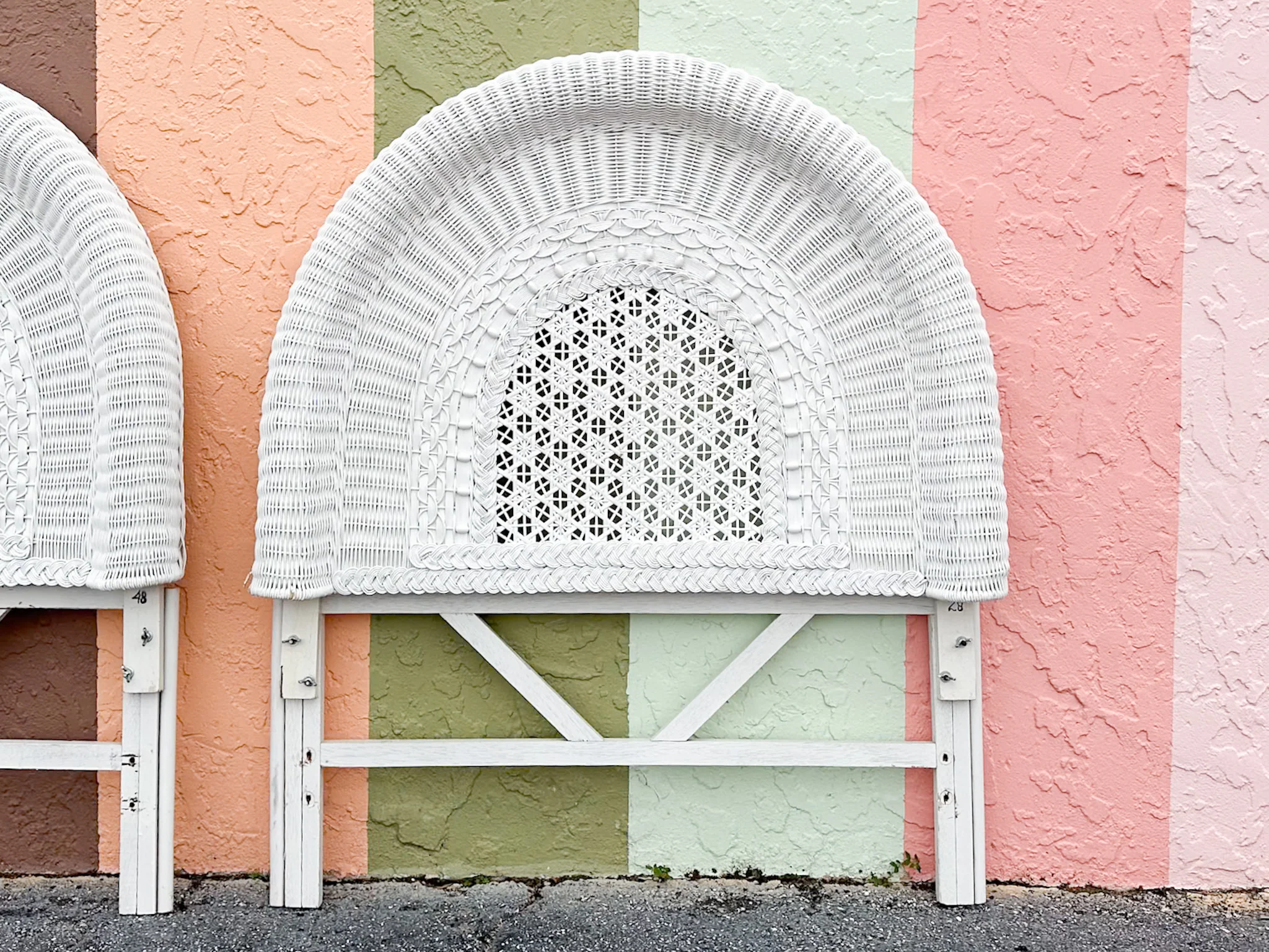 Pair of Wicker Chic Arch Twin Headboards - Image 5