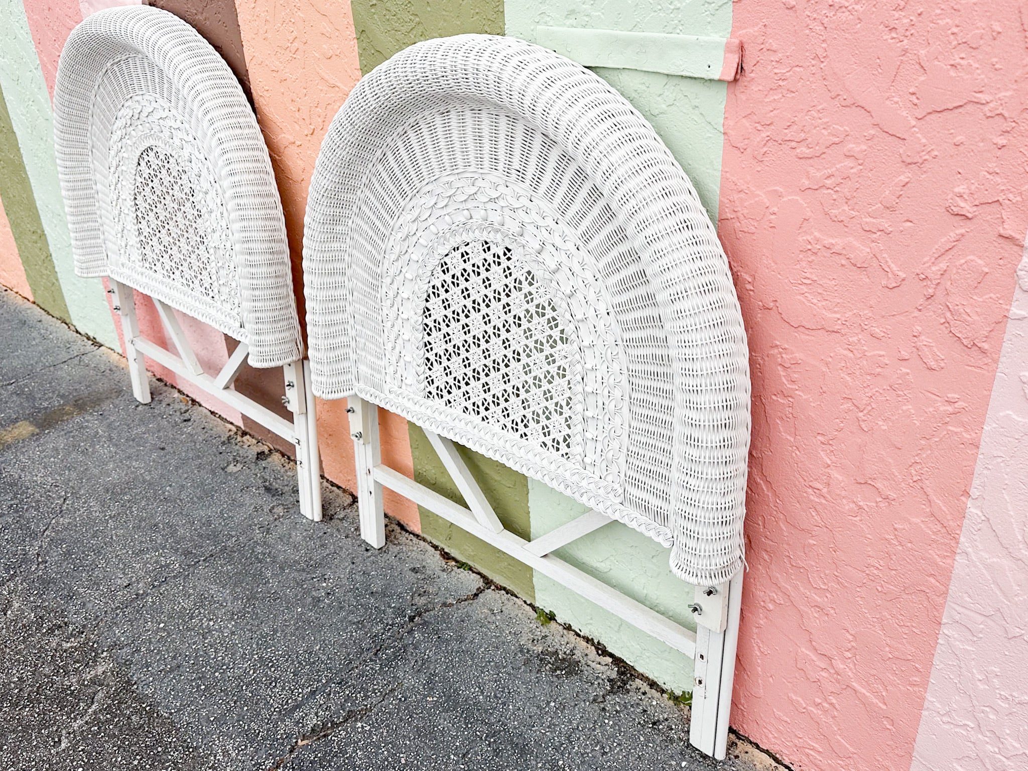 Pair of Wicker Chic Arch Twin Headboards - Image 8