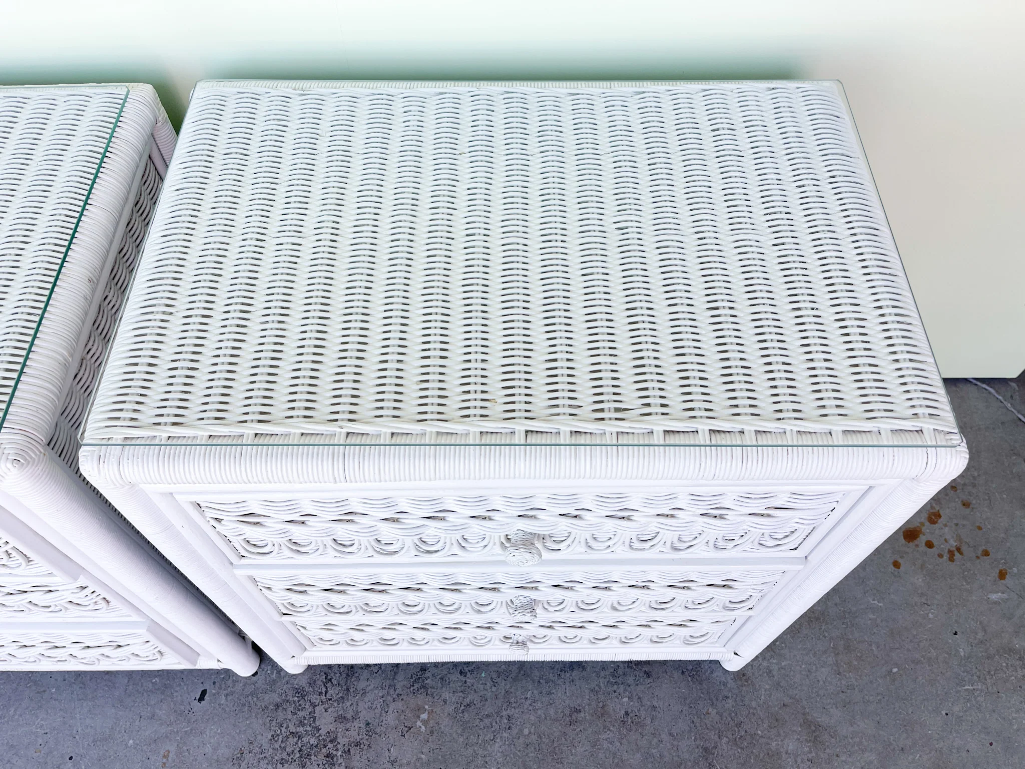 Pair of Wicker Chic Oversized Nightstands - Image 6