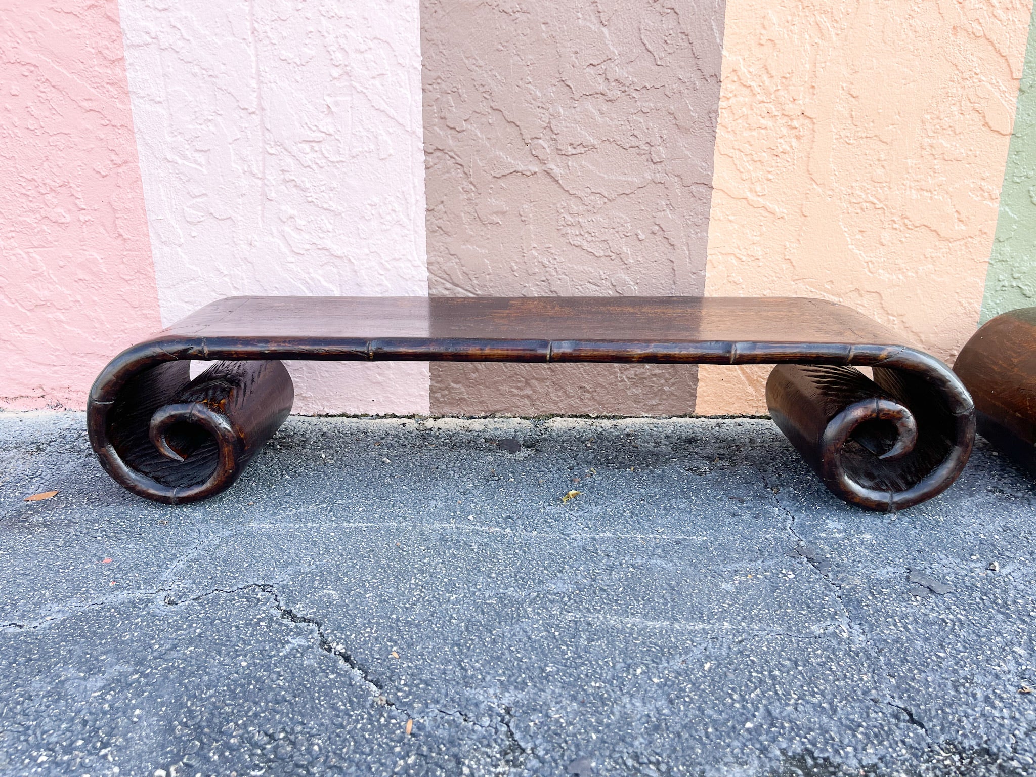 Pair of Wood Scroll Tables - Image 3