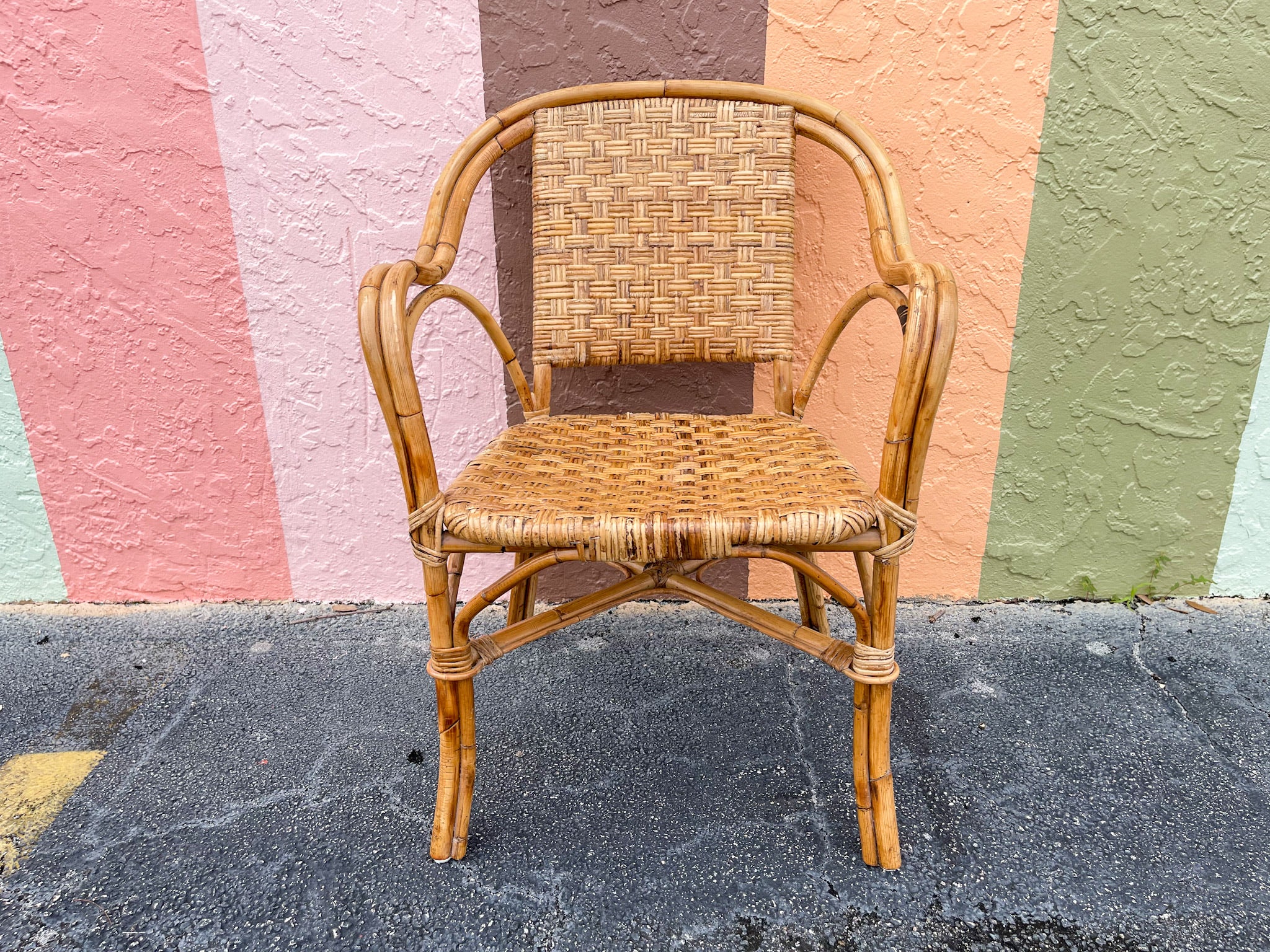 Pair of Woven Rattan Arm Chairs - Image 7