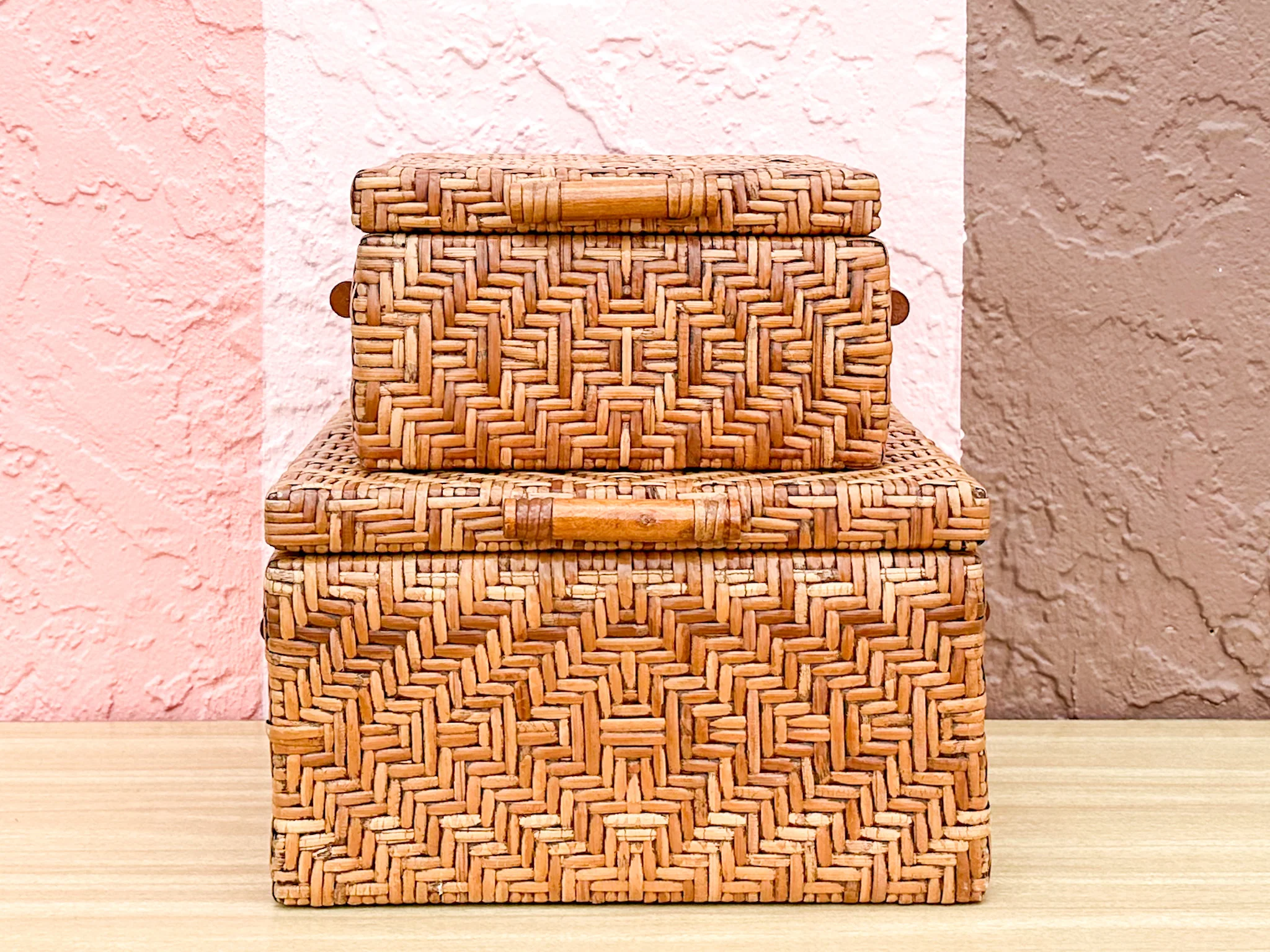 Pair of Woven Rattan Boxes - Image 6